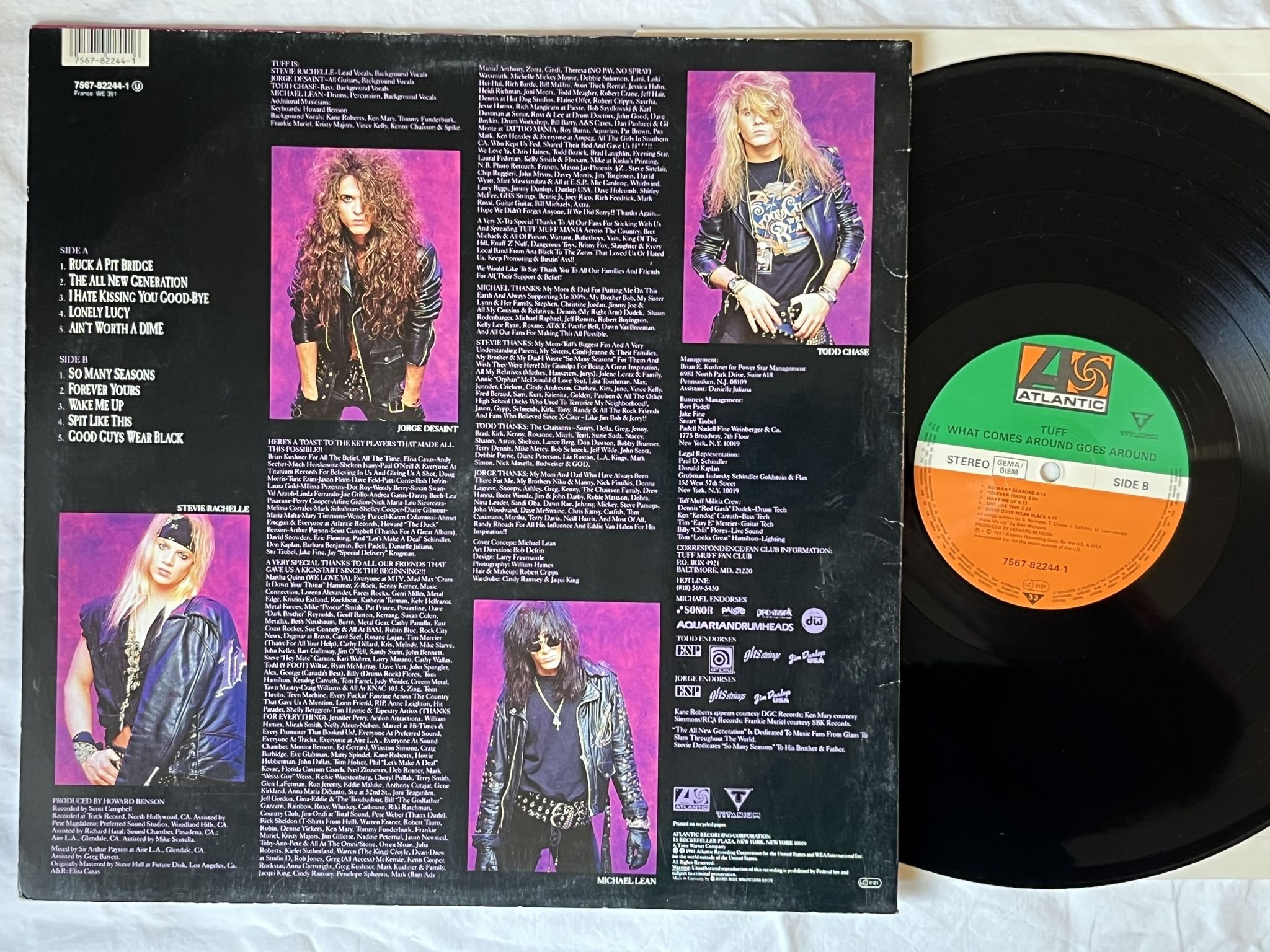 Omslagsbild för skivan TUFF What Comes Around Goes Around LP -91 Ger ATLANTIC 7567822441