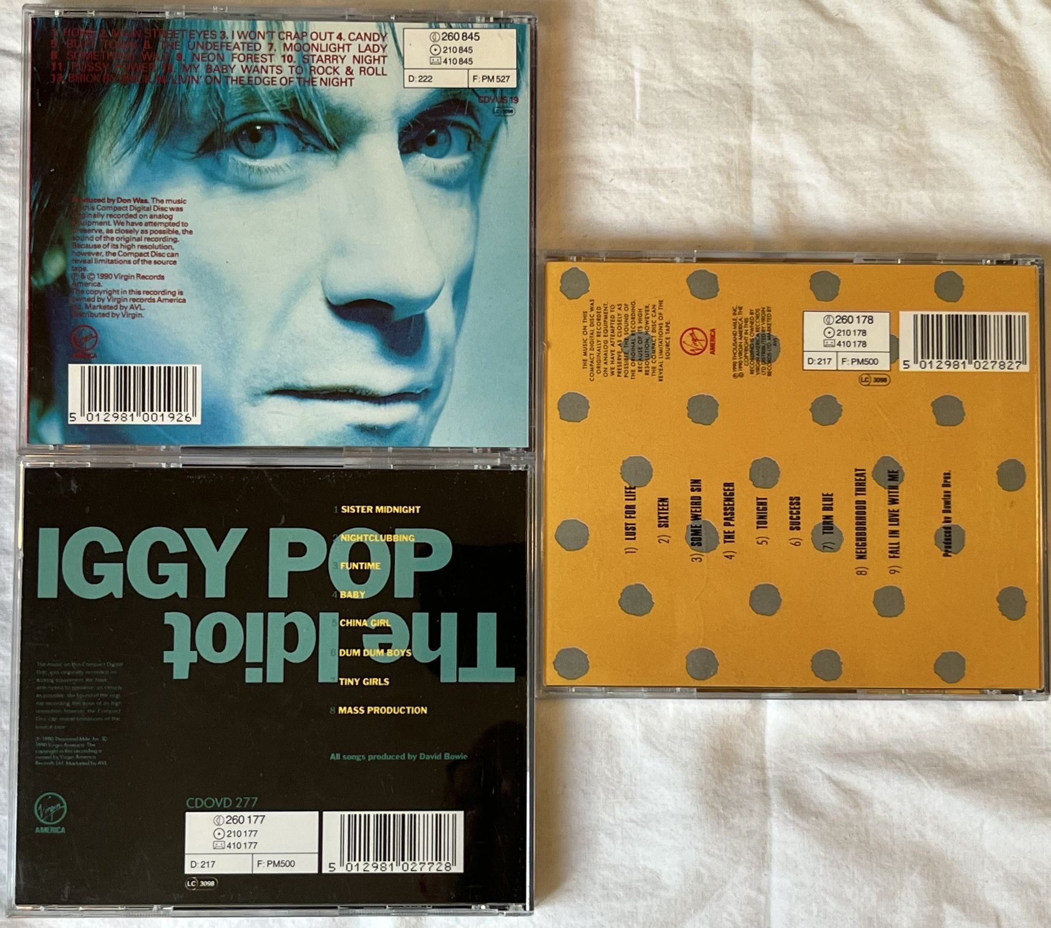 Omslagsbild för skivan 3 cd's signed by Iggy Pop *** Yeah ***