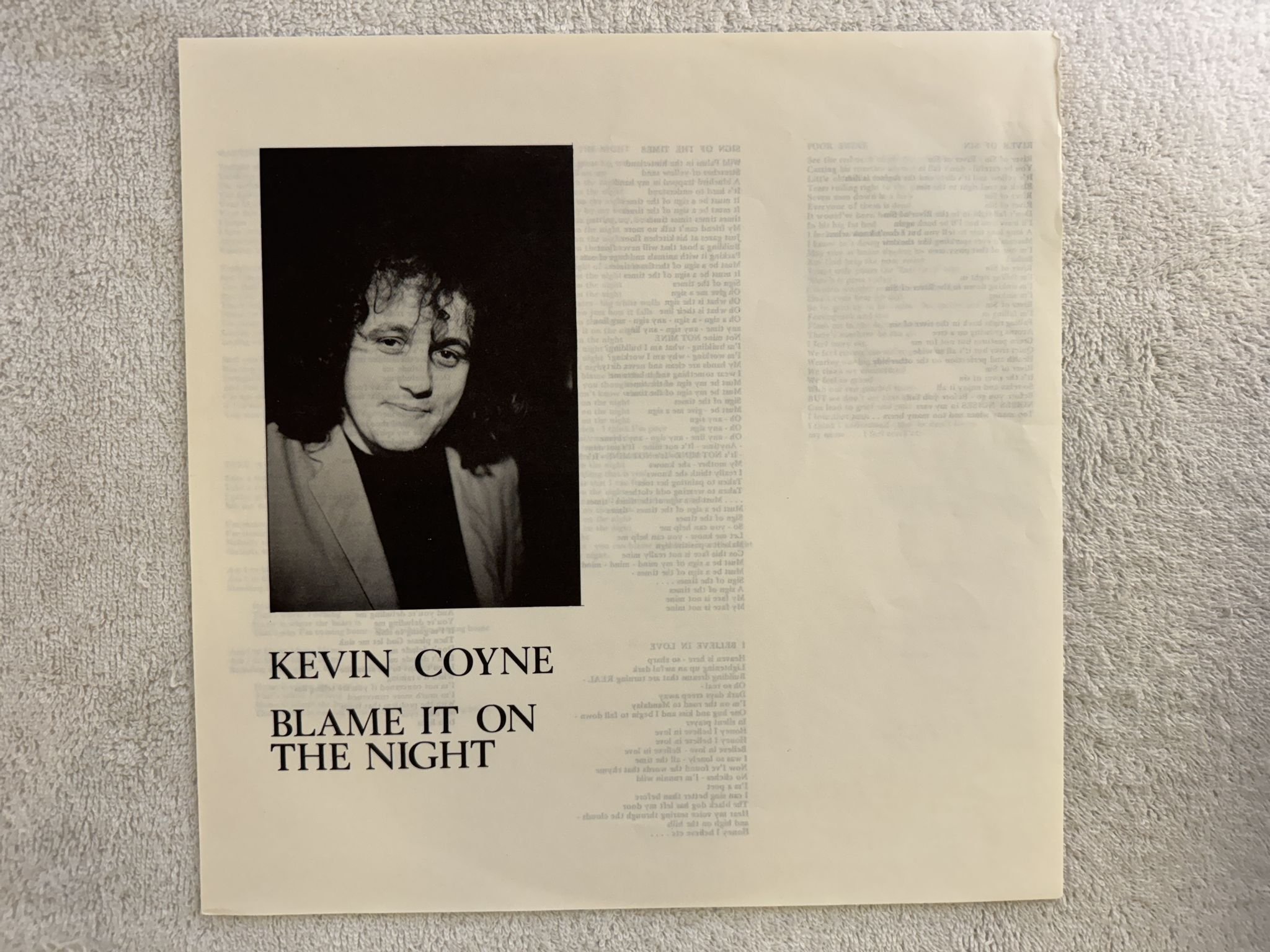 Omslagsbild för skivan KEVIN COYNE blame it on the night LP -74 UK VIRGIN V2012