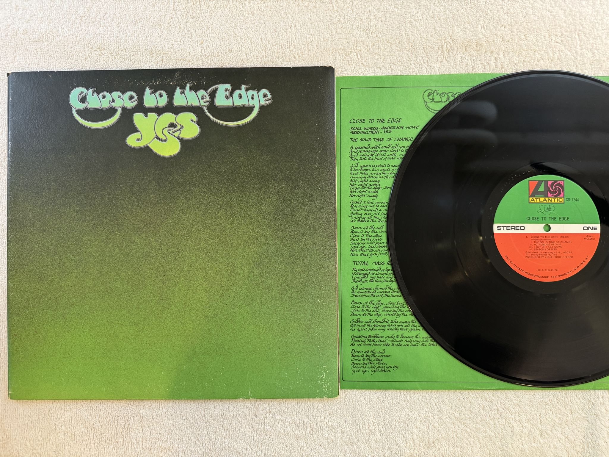 Omslagsbild för skivan YES close to the edge LP -72 US ATLANTIC SD 7244