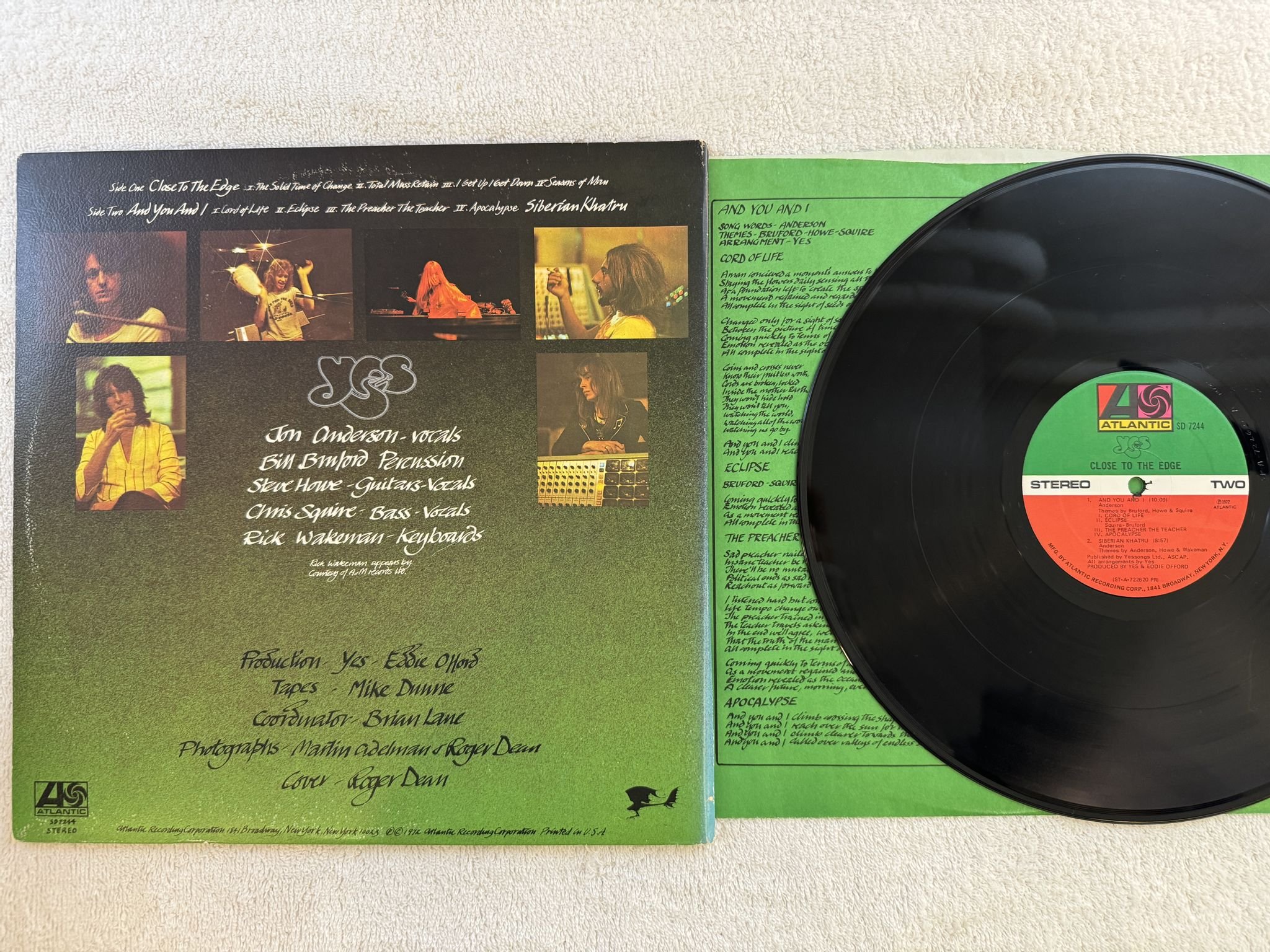 Omslagsbild för skivan YES close to the edge LP -72 US ATLANTIC SD 7244