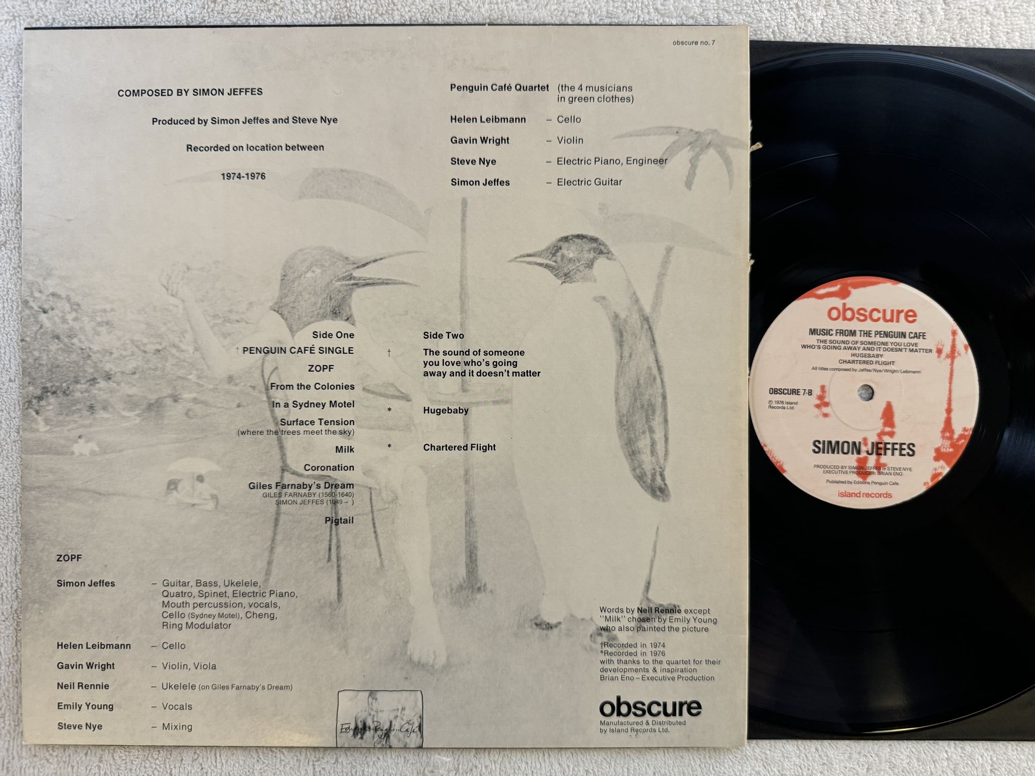 Omslagsbild för skivan SIMON JEFFES Music From The Penguin Café LP -76 UK obscure no. 7