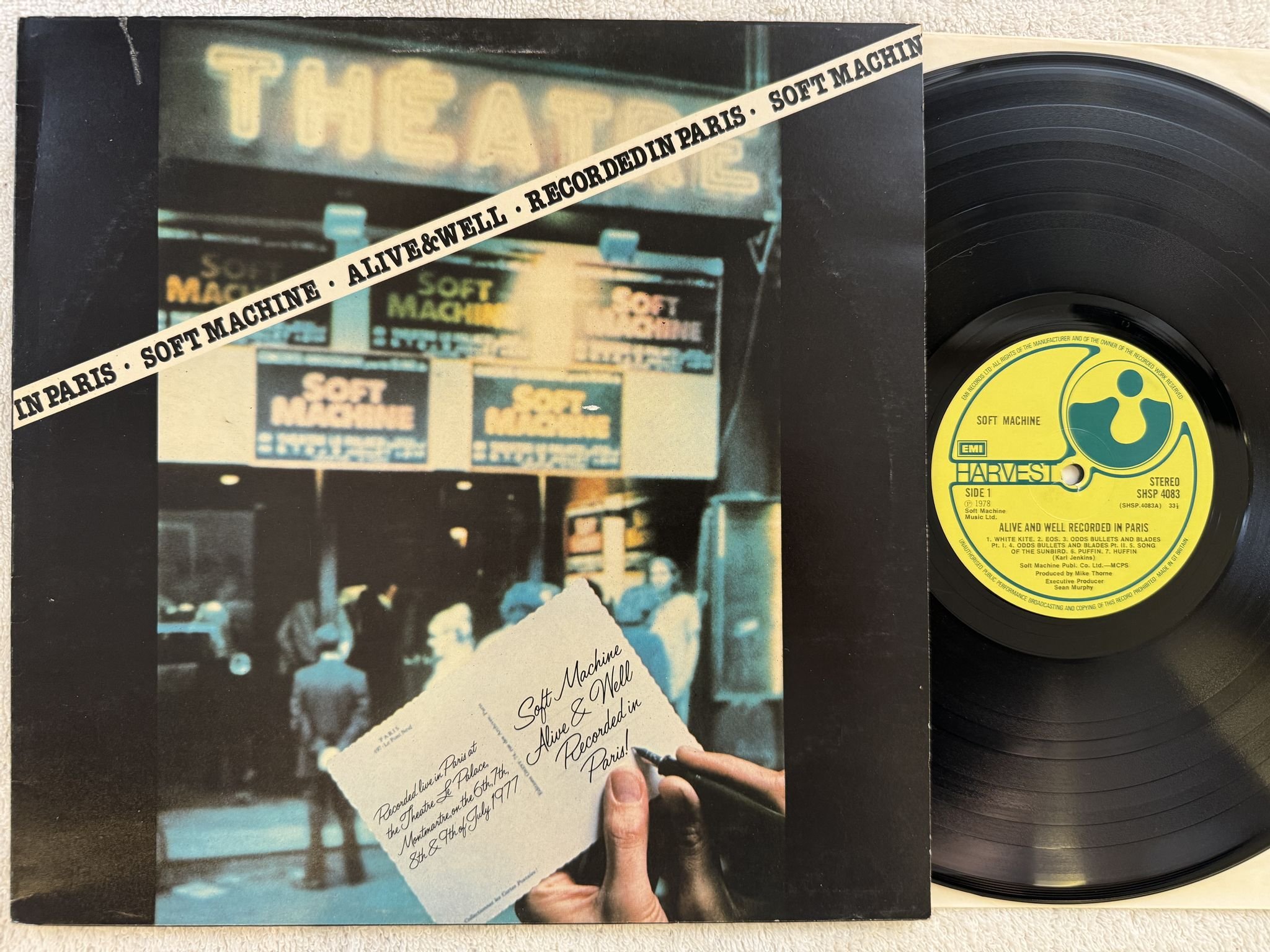 Omslagsbild för skivan SOFT MACHINE alive and well recorded in Paris LP -78 UK HARVEST SHSP 4083