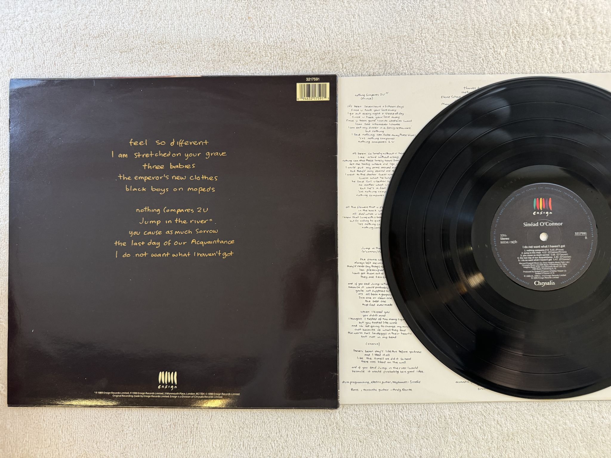 Omslagsbild för skivan SINEAD O'CONNOR I do not want what I haven't got LP -90 ncb ENSIGN 3217591