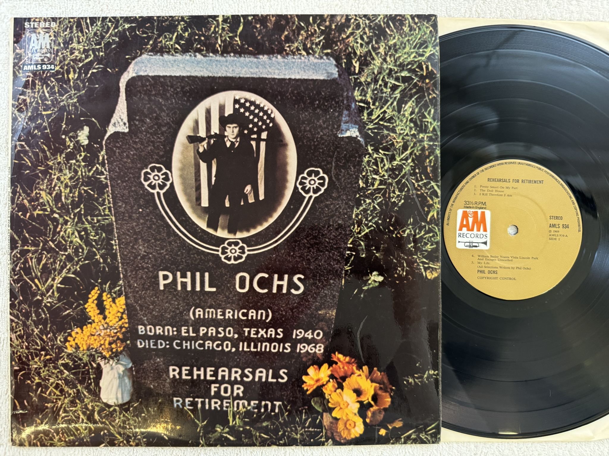 Omslagsbild för skivan PHIL OCHS rehearsals for retirement LP -69 UK A&M AMLS 934