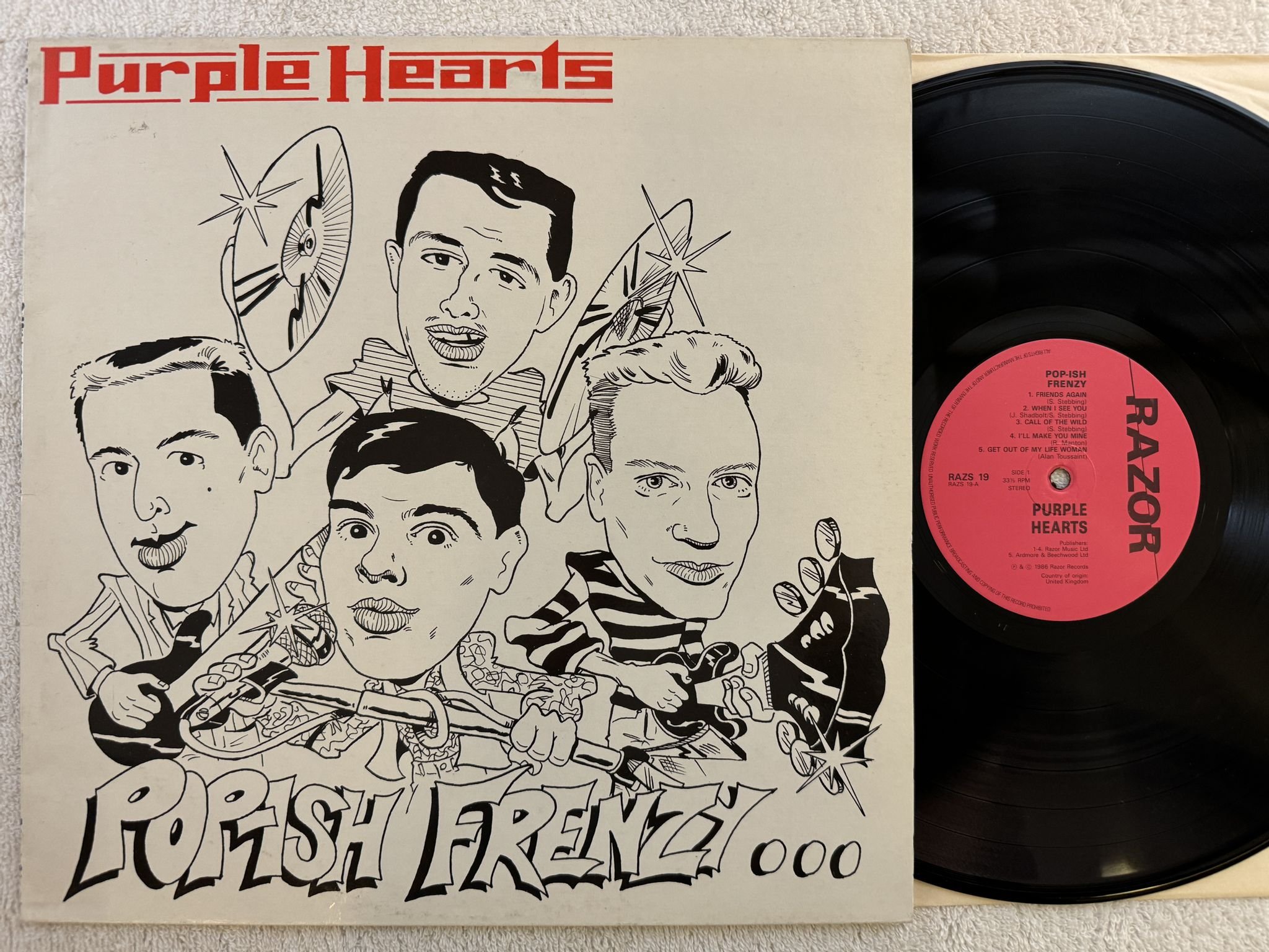 Omslagsbild för skivan PURPLE HEARTS pop-ish frenzy LP -86 UK RAZOR RAZS 519 ** NEW WAVE / MOD **