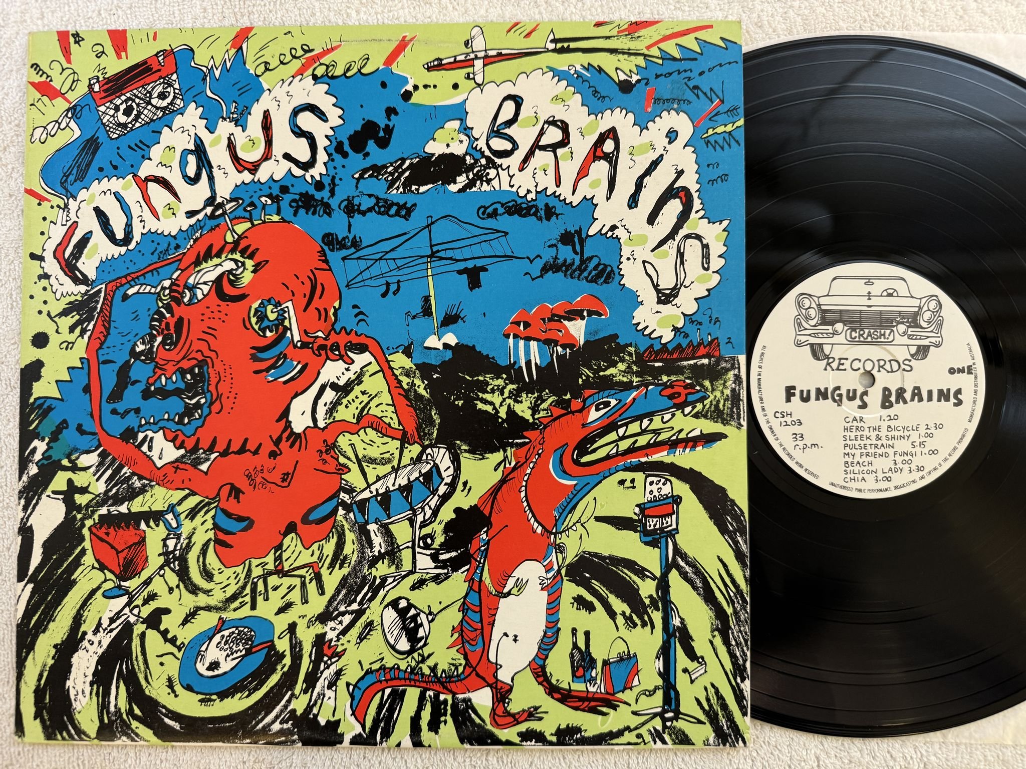 Omslagsbild för skivan FUNGUS BRAINS s/t LP -86 Australia CRASH CSH 1203 *** POST-PUNK ***