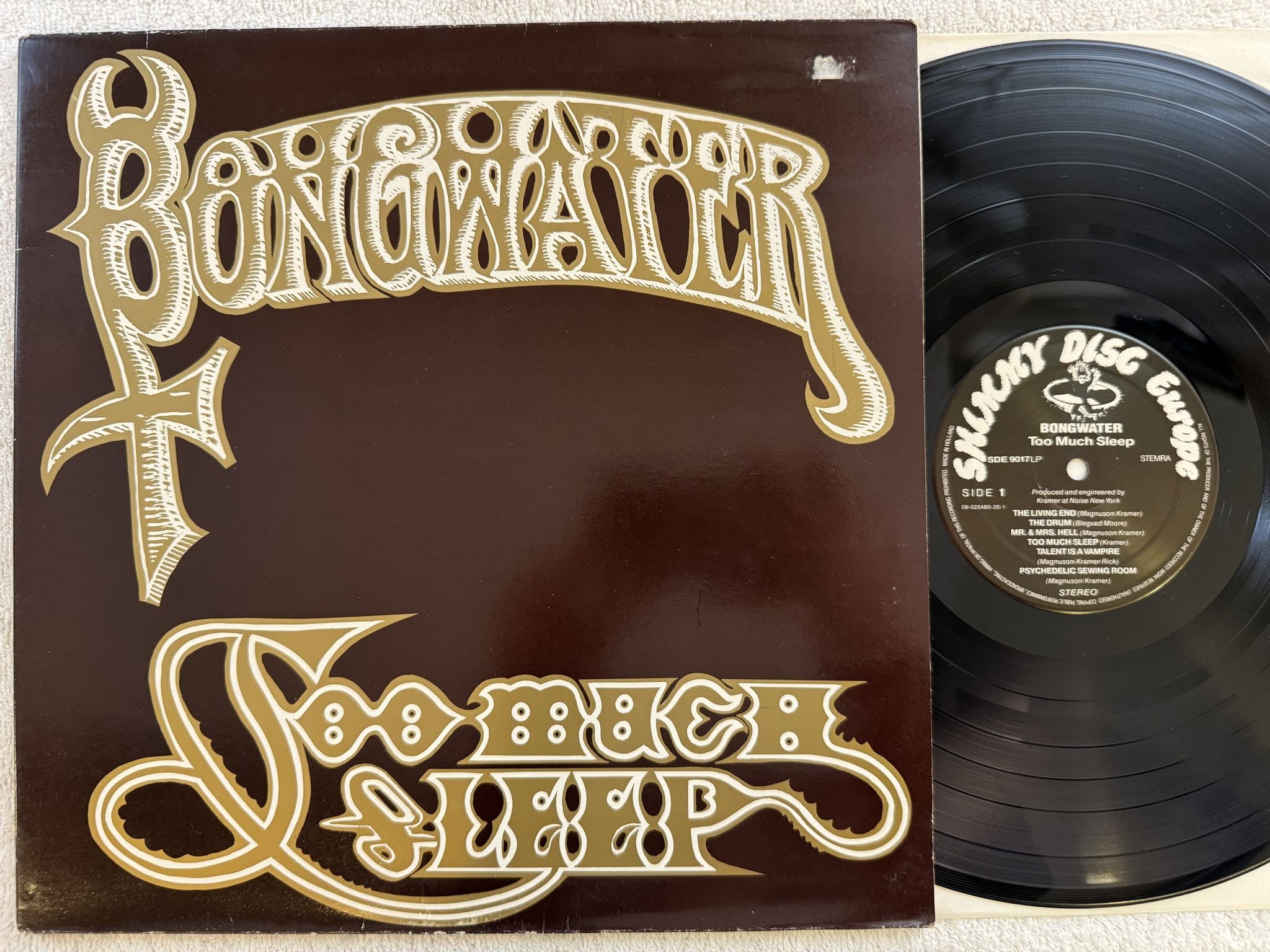 Omslagsbild för skivan BONGWATER Too Much Sleep LP -90 shimmy disc europe SDE 9017 LP