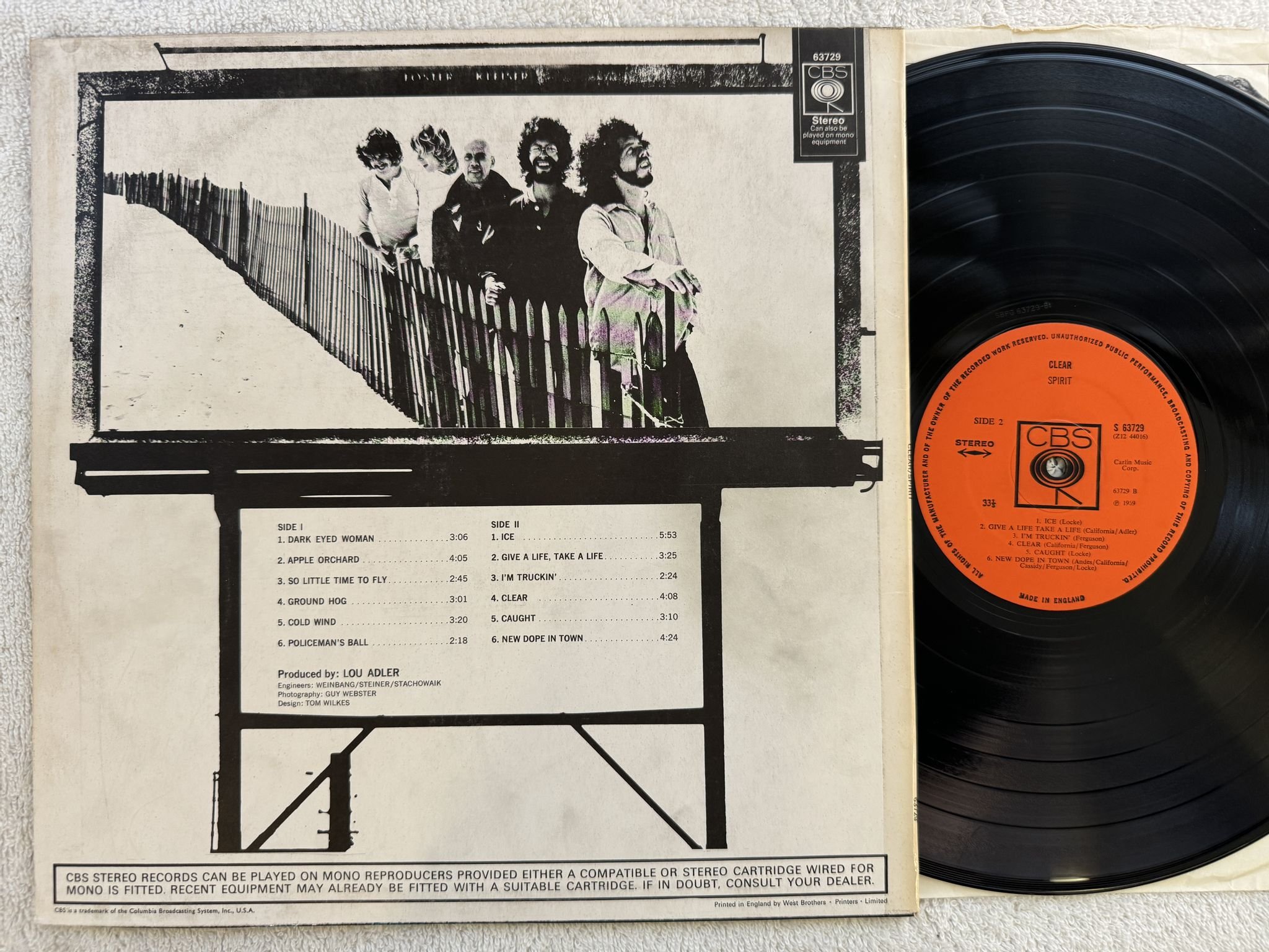 Omslagsbild för skivan SPIRIT clear LP -69 UK CBS S 63729