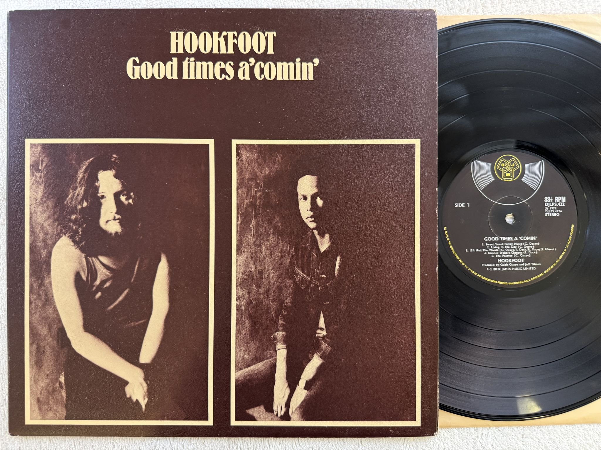 Omslagsbild för skivan HOOKFOOT good times a comin LP -72 UK DJM DJLPS 422
