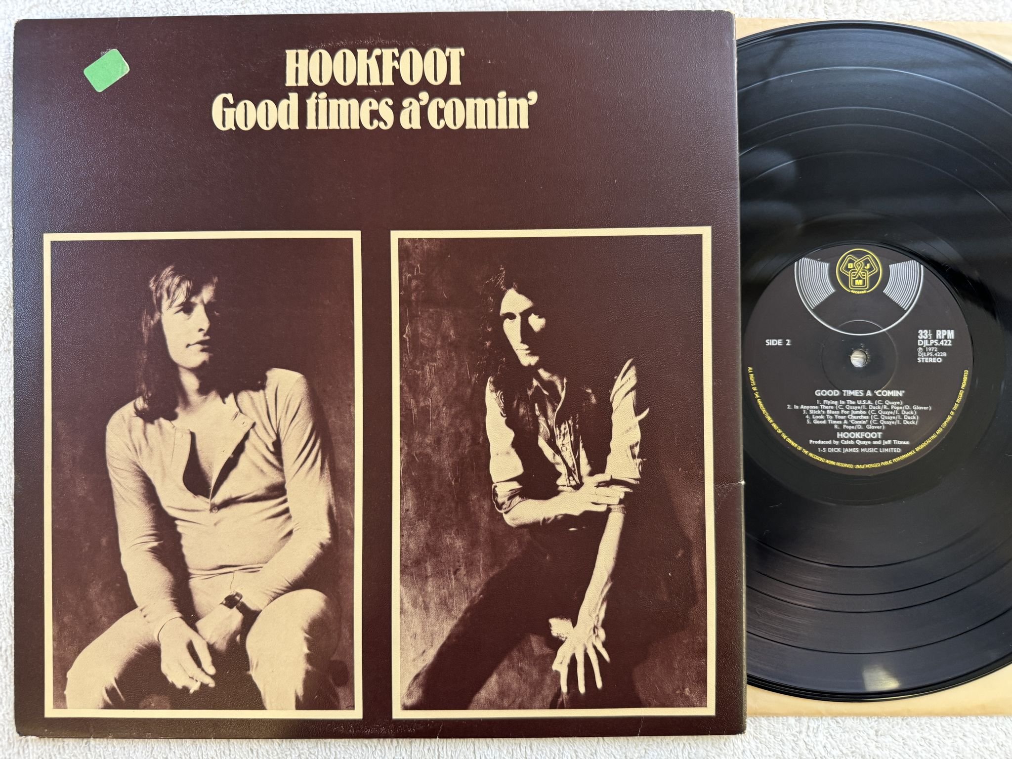 Omslagsbild för skivan HOOKFOOT good times a comin LP -72 UK DJM DJLPS 422