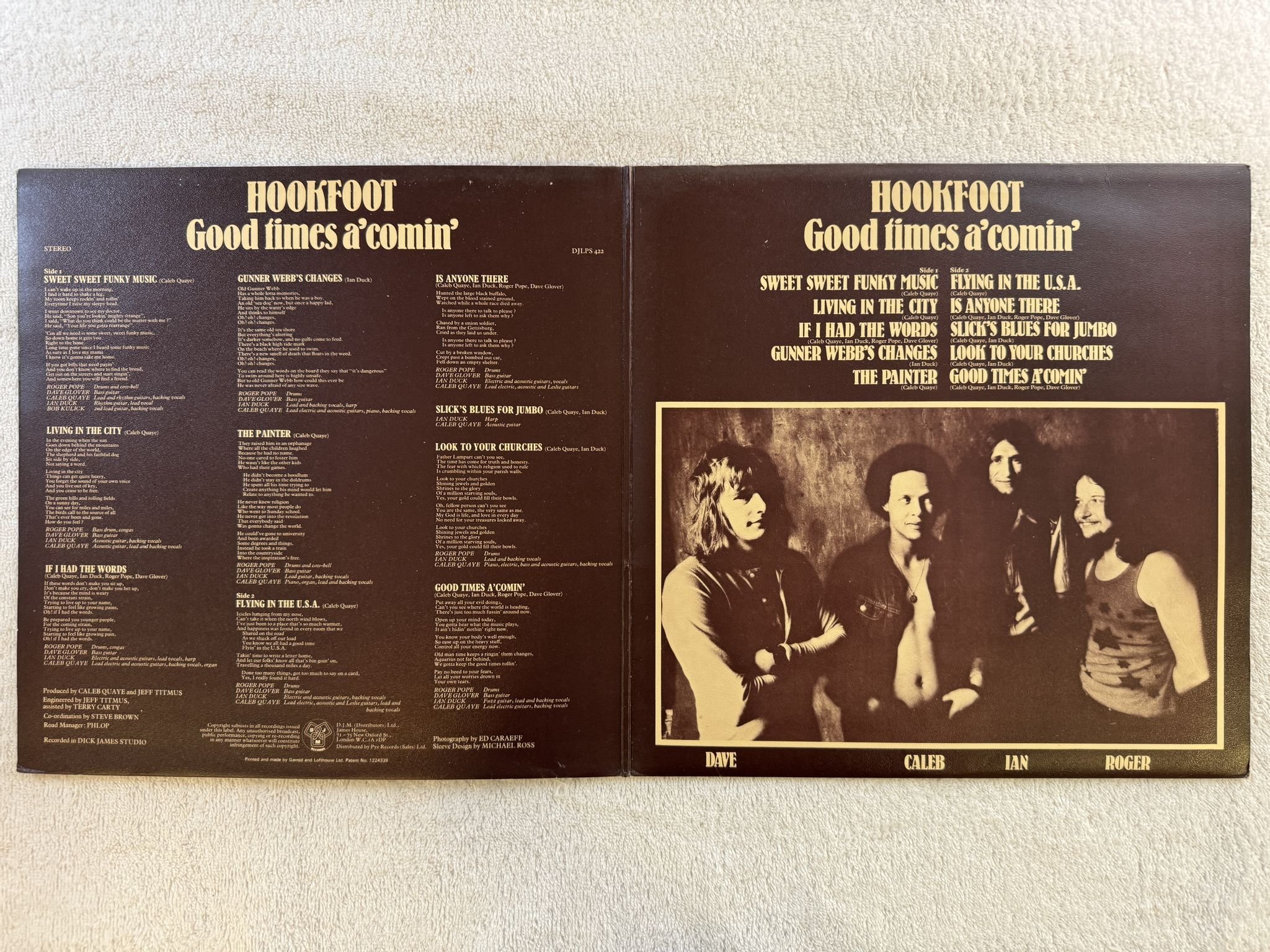 Omslagsbild för skivan HOOKFOOT good times a comin LP -72 UK DJM DJLPS 422