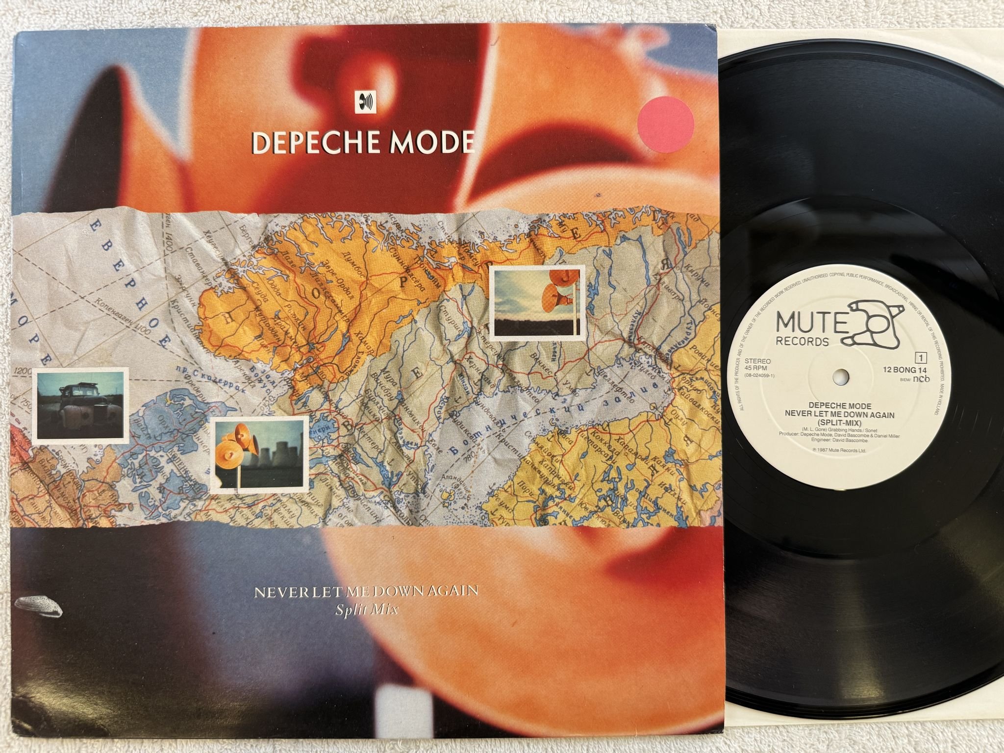 Omslagsbild för skivan DEPECHE MODE never let me down again (split-mix) 12" -87 ncb MUTE 12 BONG 14