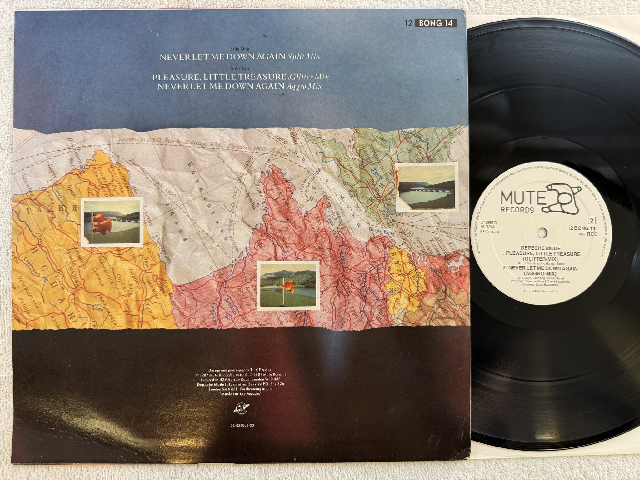 Omslagsbild för skivan DEPECHE MODE never let me down again (split-mix) 12" -87 ncb MUTE 12 BONG 14