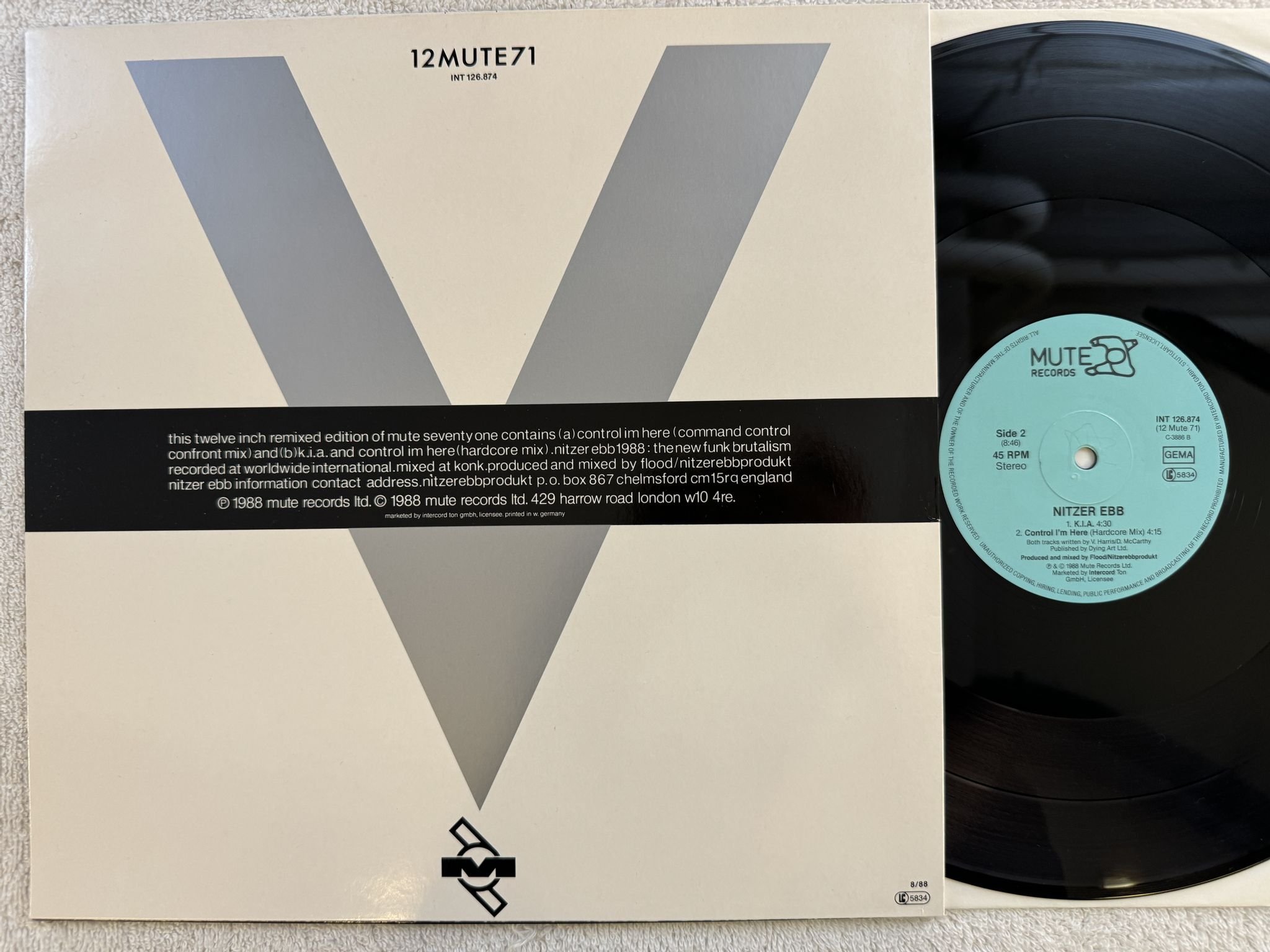 Omslagsbild för skivan NITZER EBB control I'm here 12" -88 Ger MUTE INT 126874