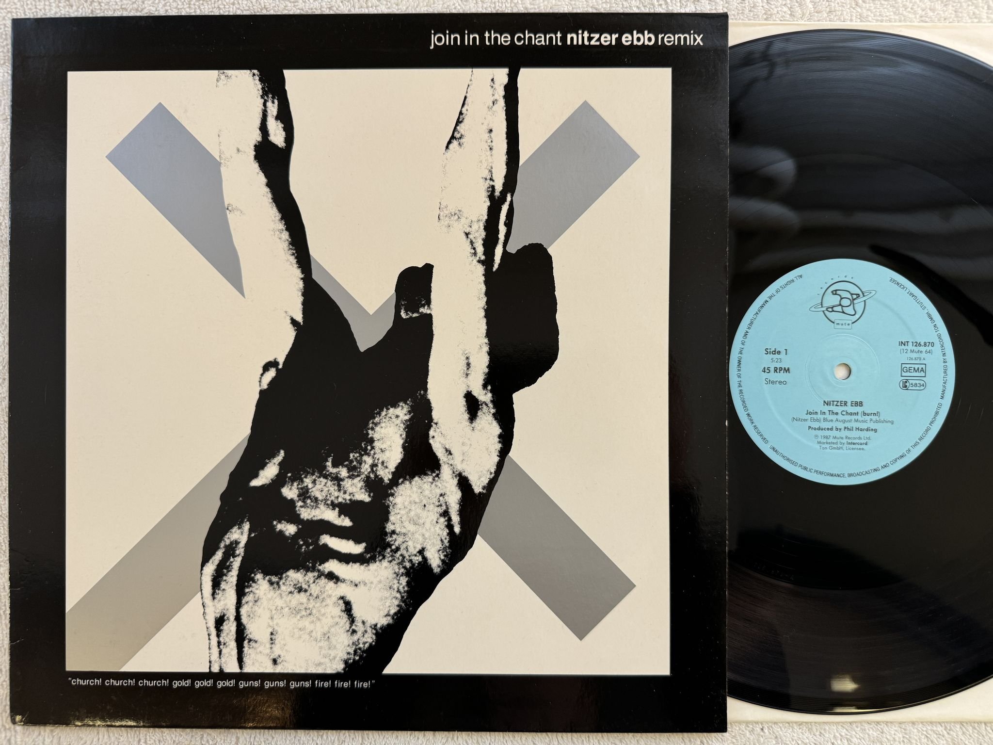 Omslagsbild för skivan NITZER EBB join in the chant 12" -87 Ger MUTE INT 126870