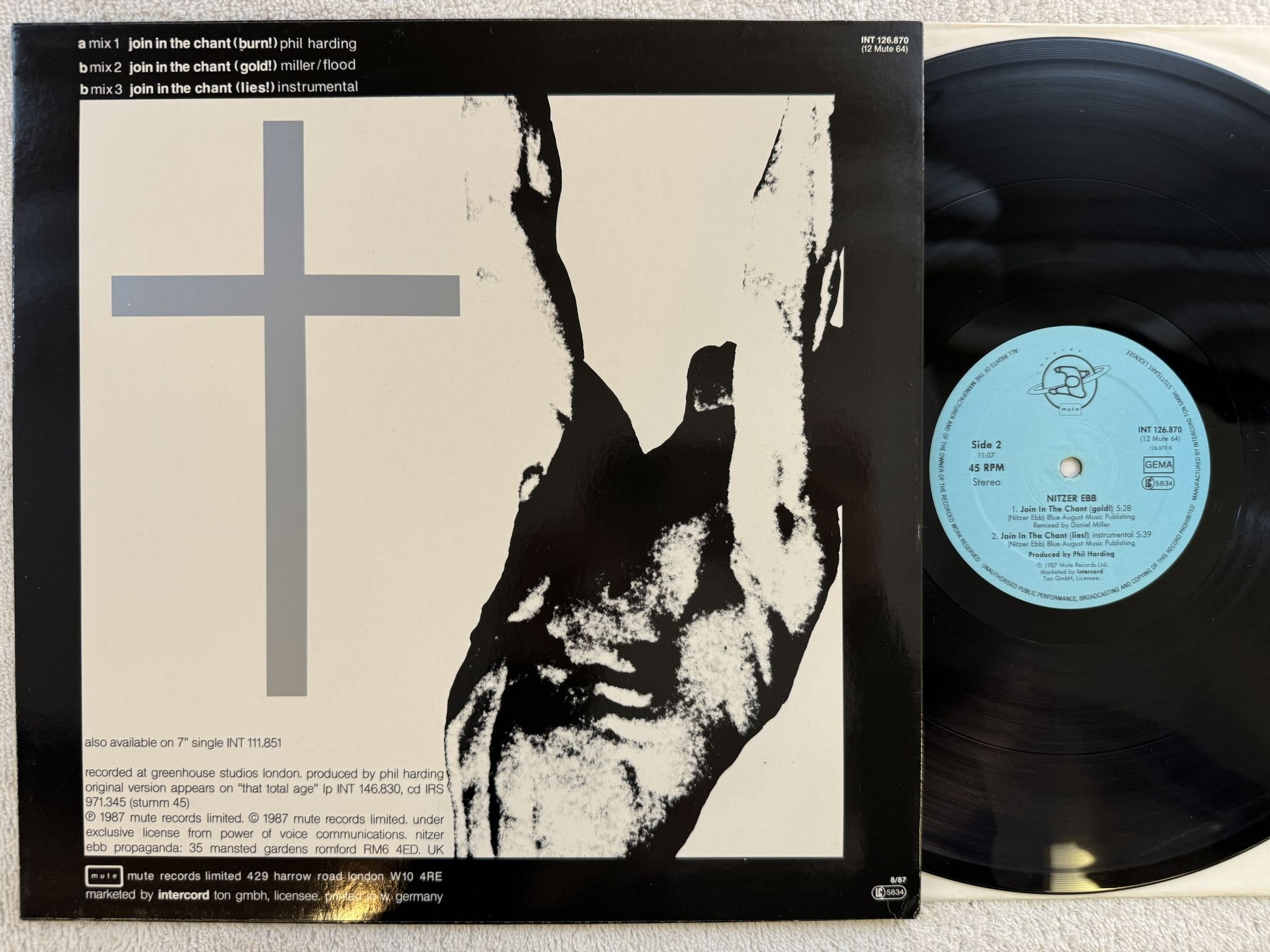 Omslagsbild för skivan NITZER EBB join in the chant 12" -87 Ger MUTE INT 126870