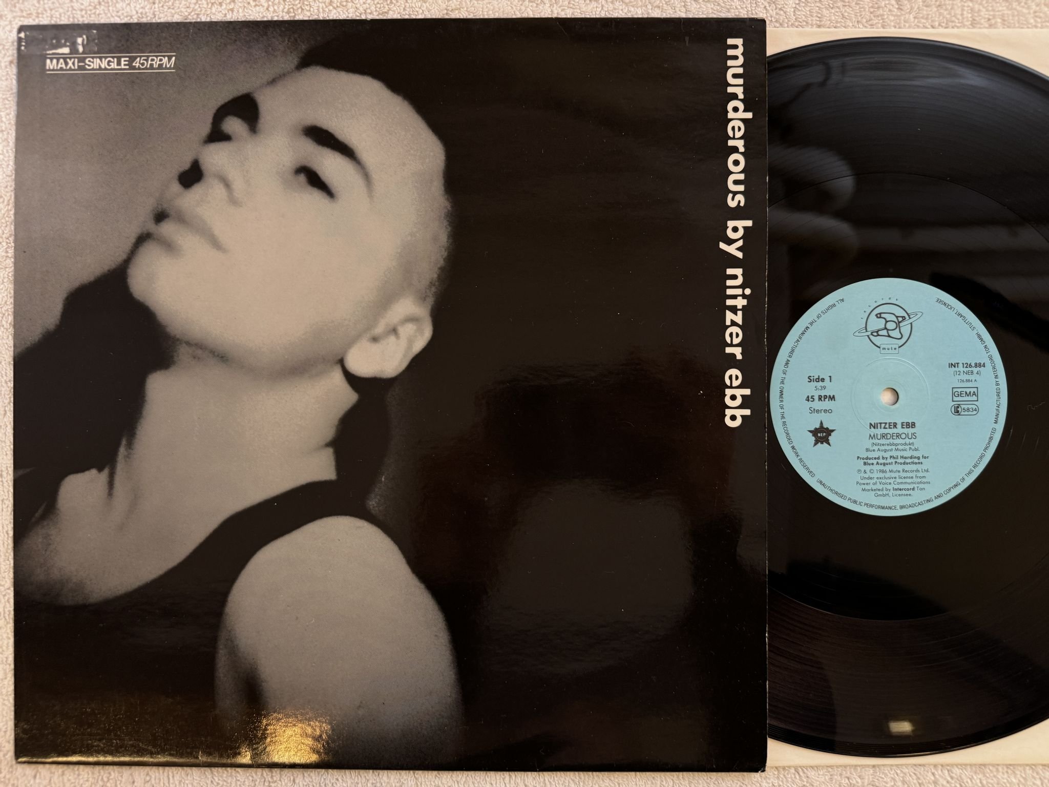 Omslagsbild för skivan NITZER EBB murderous 12" -86 Ger MUTE INT 126884