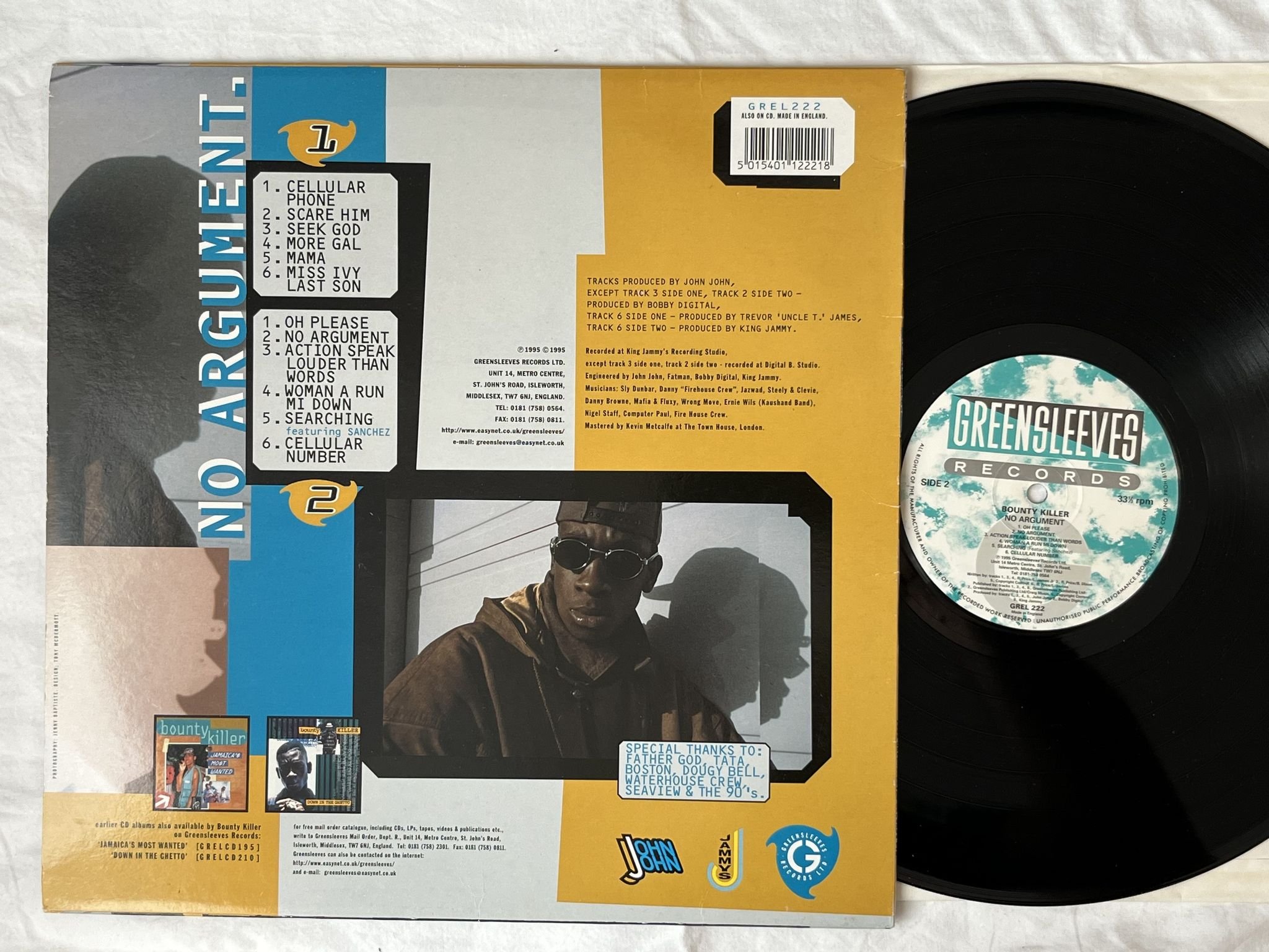 Omslagsbild för skivan BOUNTY KILLER no argument LP -95 UK GREENSLEEVES GREL 222