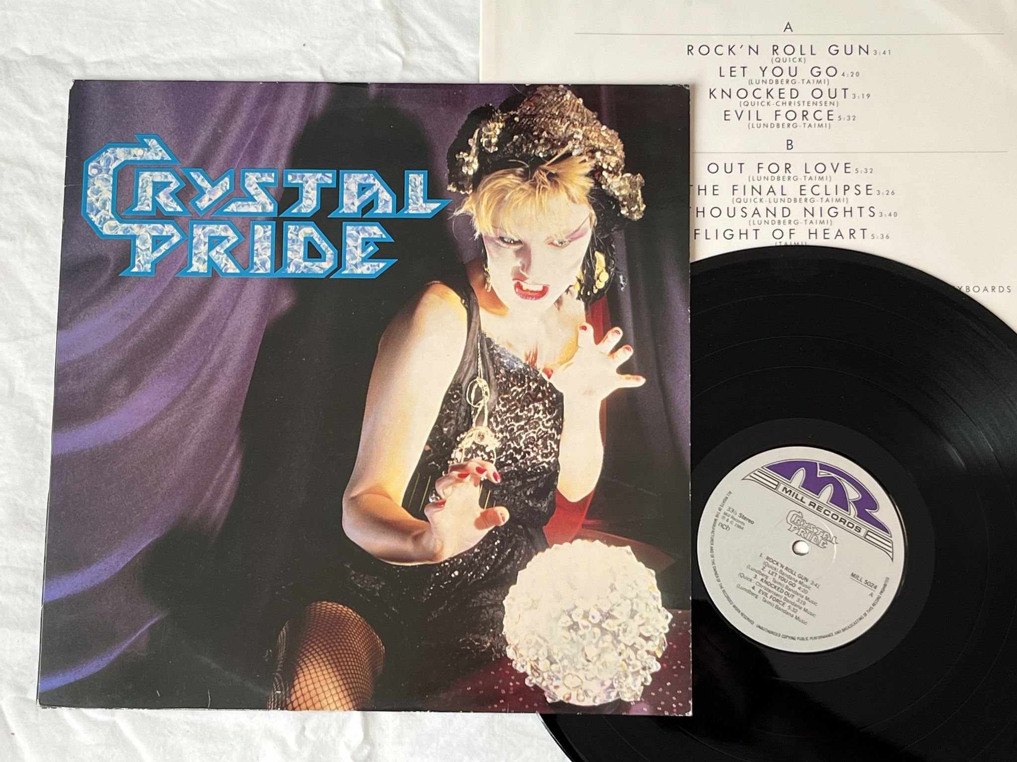 Omslagsbild för skivan CRYSTAL PRIDE s/t LP -84 ncb MILL RECORDS MILL 5024