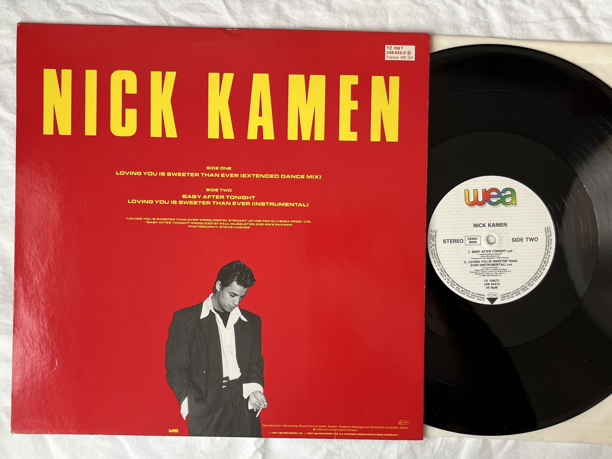 Omslagsbild för skivan NICK CAMEN Loving You Is Sweeter Than Ever 12" -87 WEA 248443 ** SIGNED **