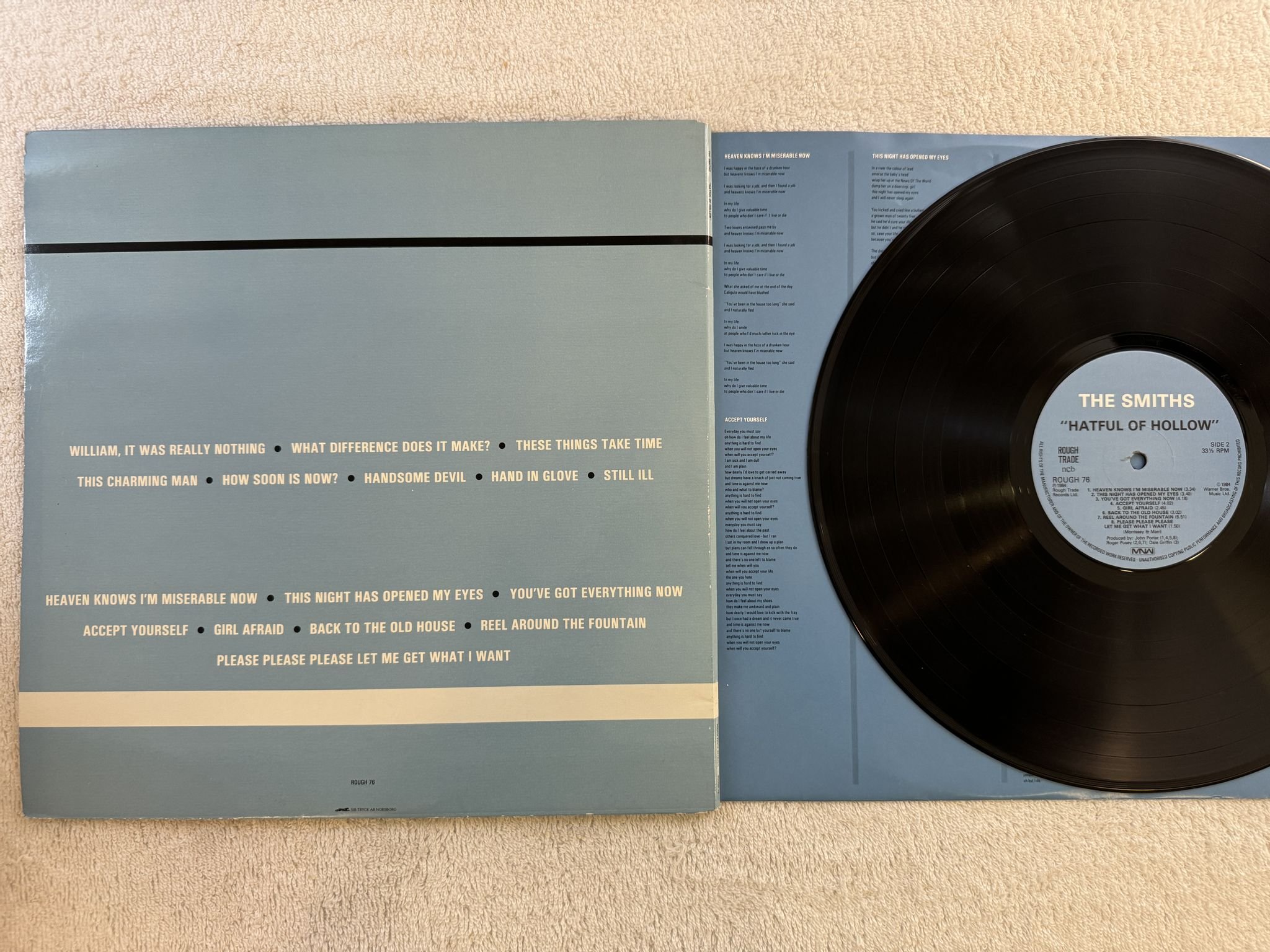 Omslagsbild för skivan THE SMITHS hatful of hollow LP -84 ncb MNW ROUGH 76