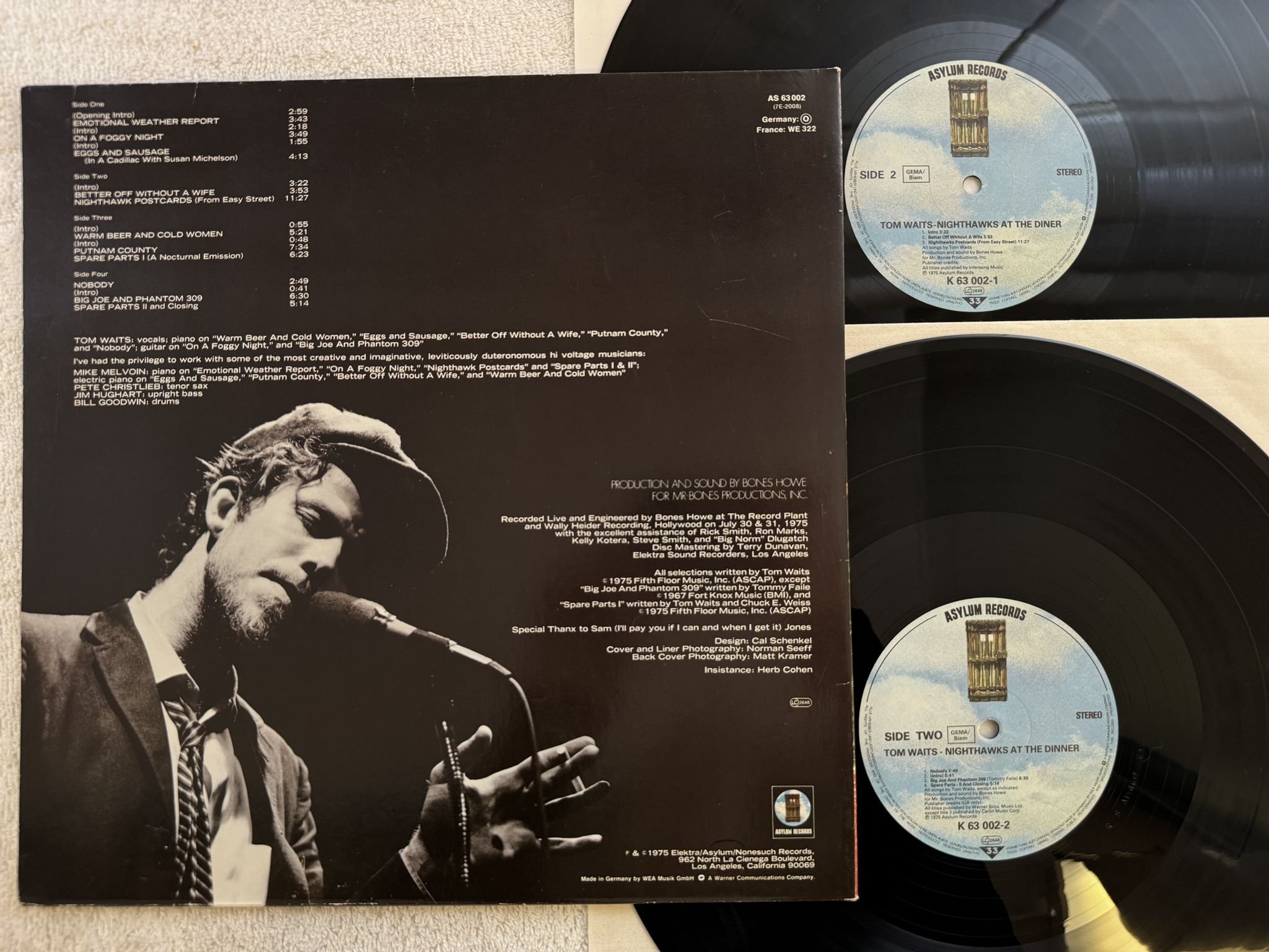 Omslagsbild för skivan TOM WAITS nighthawks at the dinner 2xLP re Ger ASYLUM K 63002-2