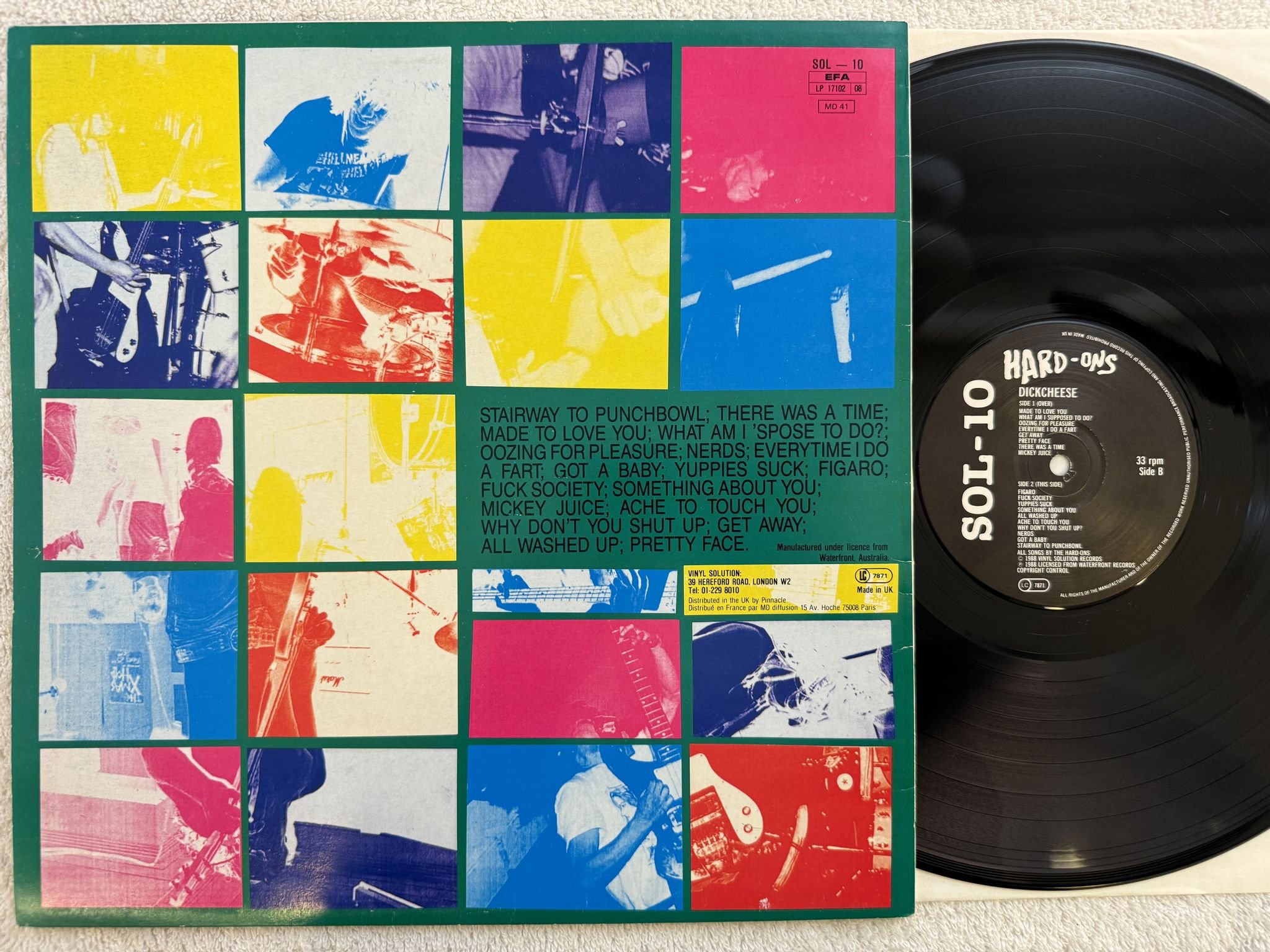 Omslagsbild för skivan THE HARD-ONS Dickcheese LP -88 vinyl solution sol-10