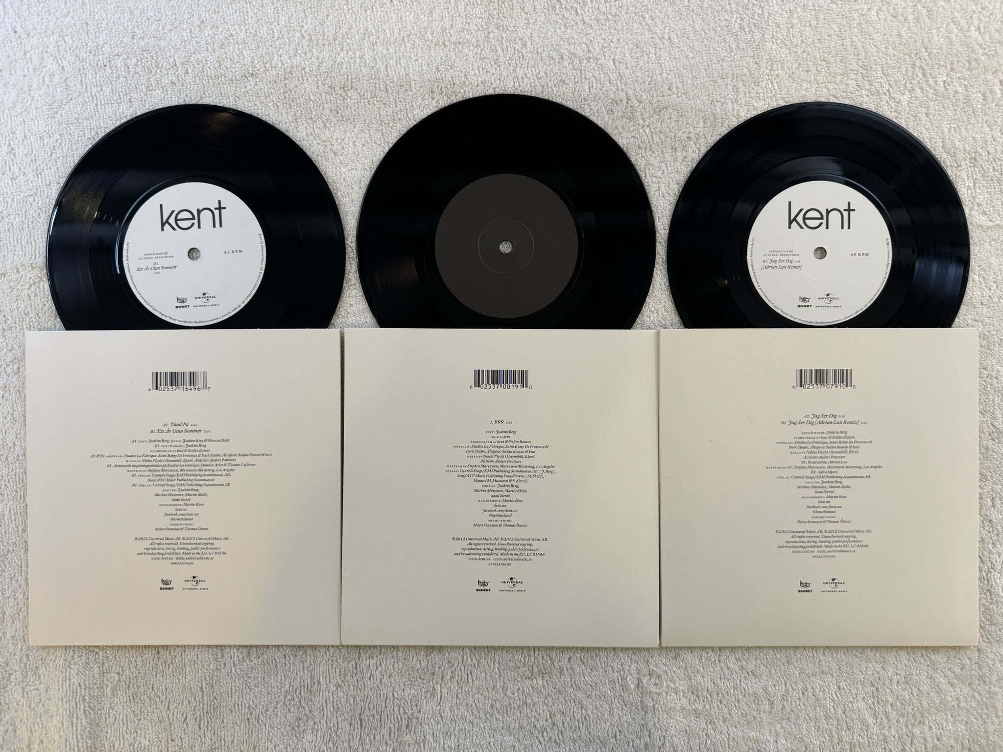 Omslagsbild för skivan 3 st KENT singlar i MKT BRA SKICK !!!