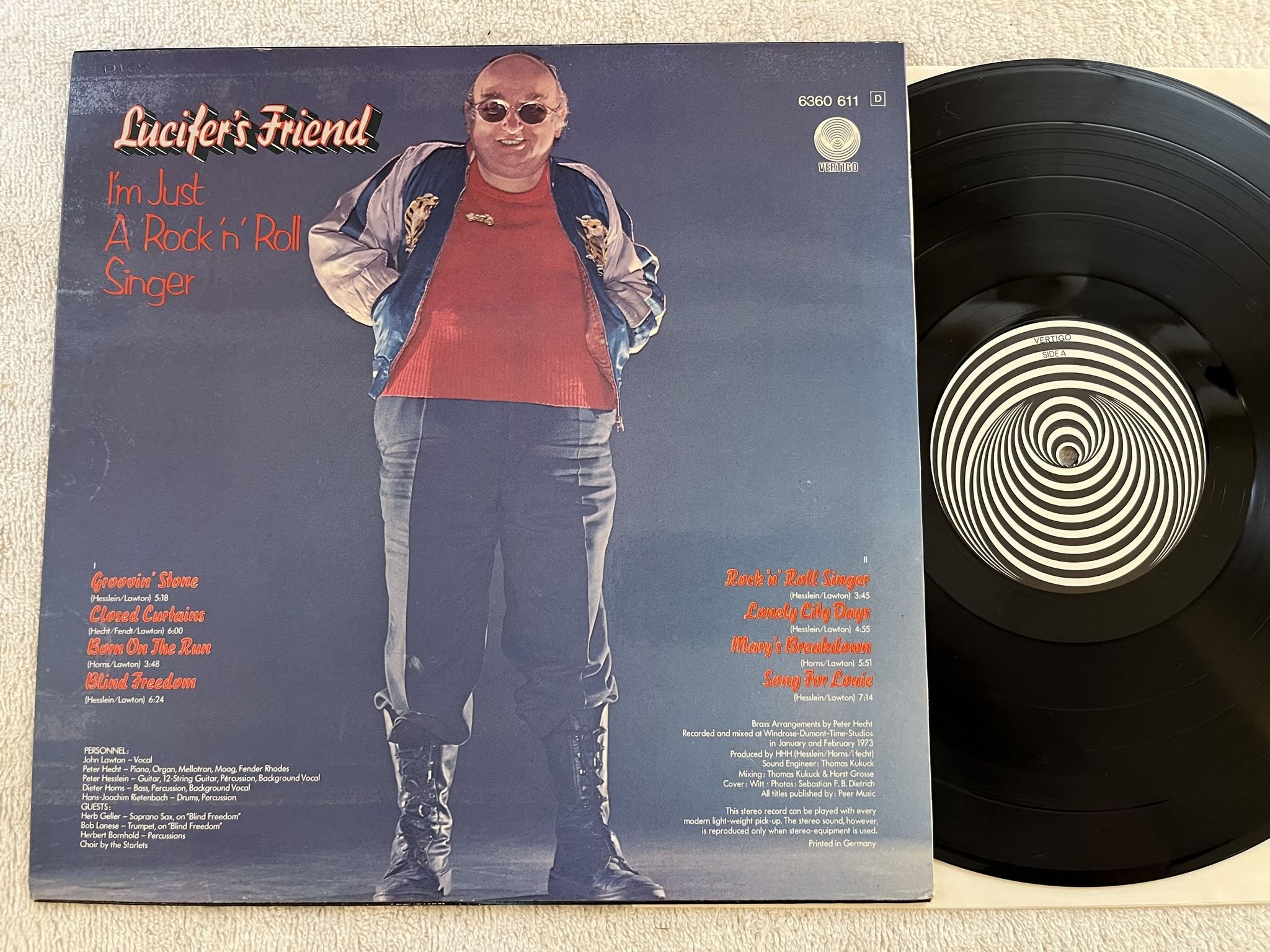 Omslagsbild för skivan LUCIFER'S FRIEND I'm Just A Rock 'N' Roll Singer LP -73 Ger VERTIGO 6360 611