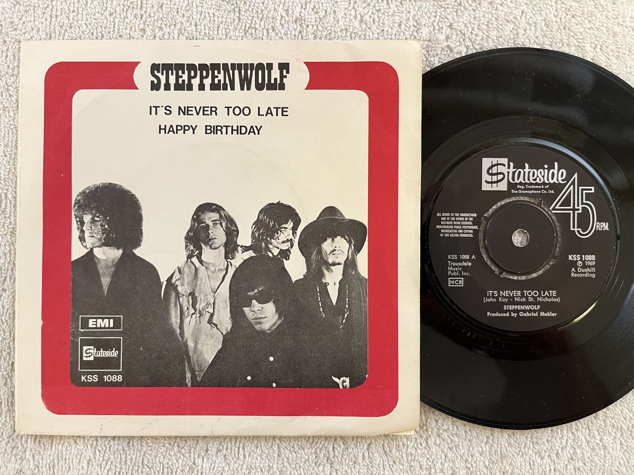 Omslagsbild för skivan STEPPENWOLF it's never to late 7"single -69 Swe STATESIDE KSS 1088