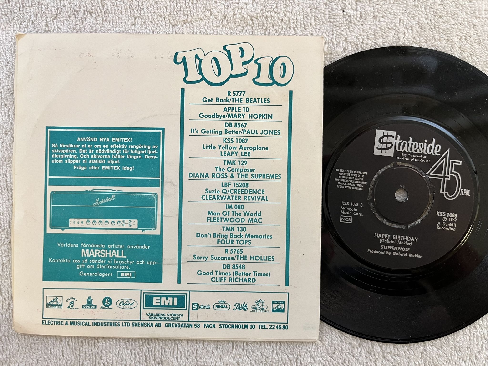 Omslagsbild för skivan STEPPENWOLF it's never to late 7"single -69 Swe STATESIDE KSS 1088