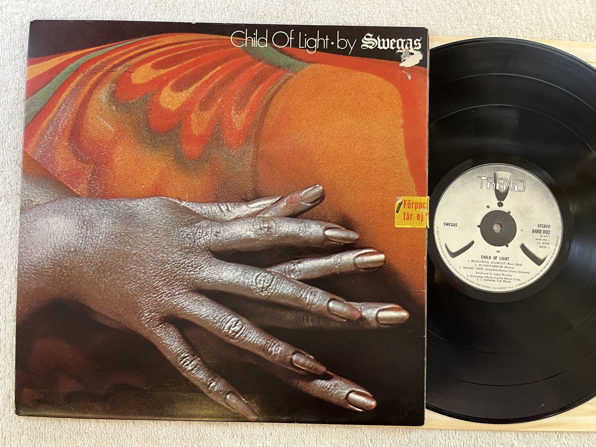 Omslagsbild för skivan SWEGAS child of light LP -71 UK TREND 6480 002 ** PROG ROCK **