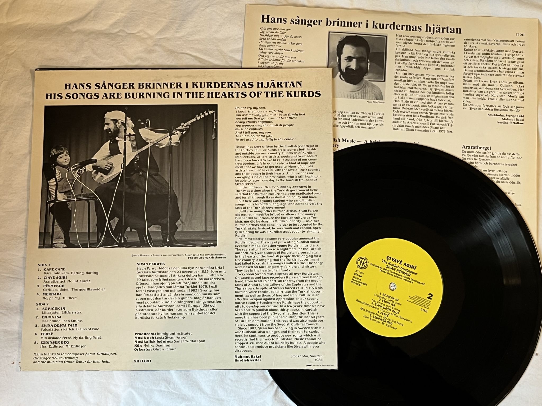 Omslagsbild för skivan SIVAN PERWER ciyaye agiri LP IMIGRANT INSTITUTET II 001 * kurdish troubadour *