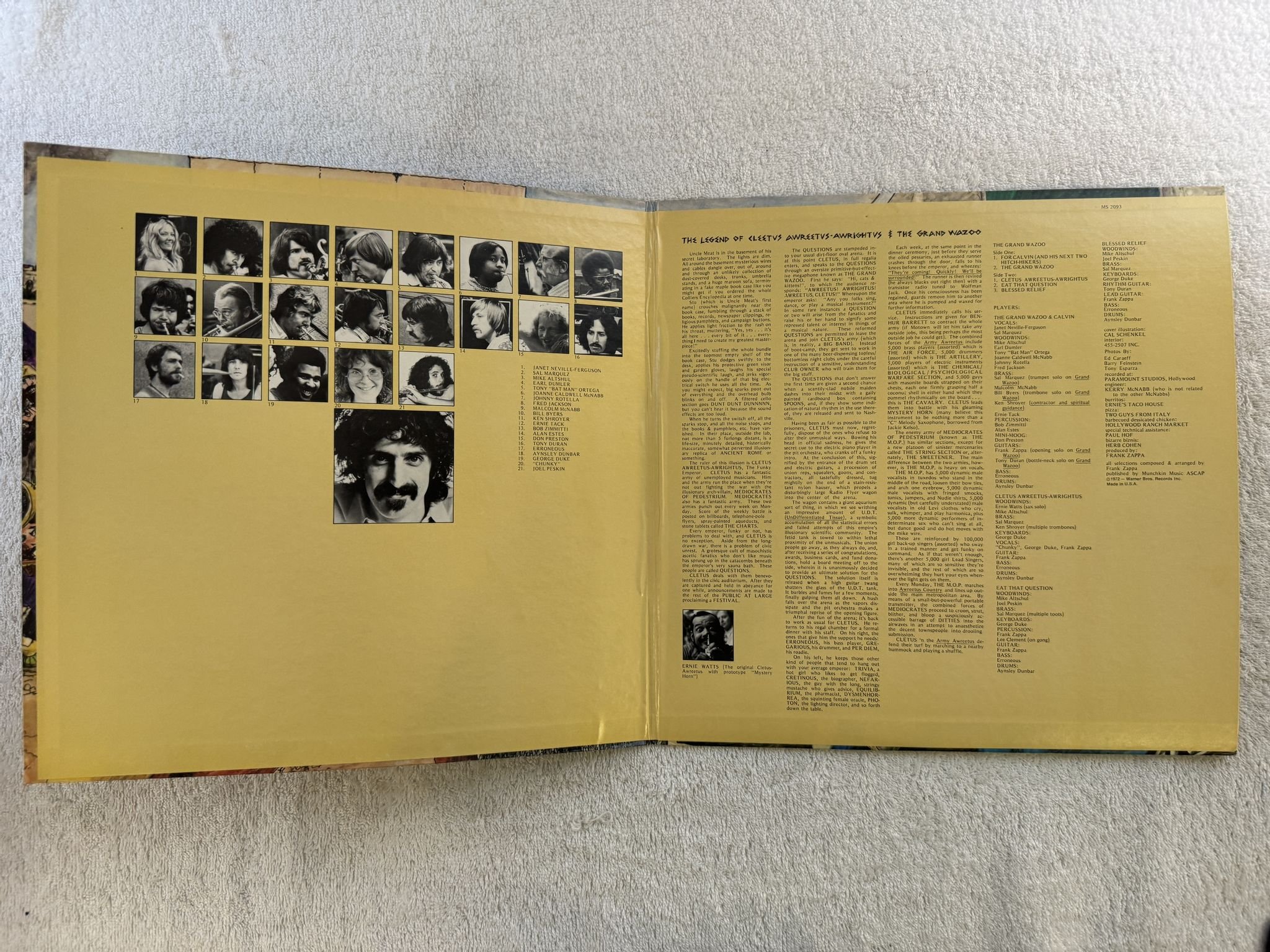 Omslagsbild för skivan THE MOTHERS the grand wazoo LP -72 US REPRISE MS 2093