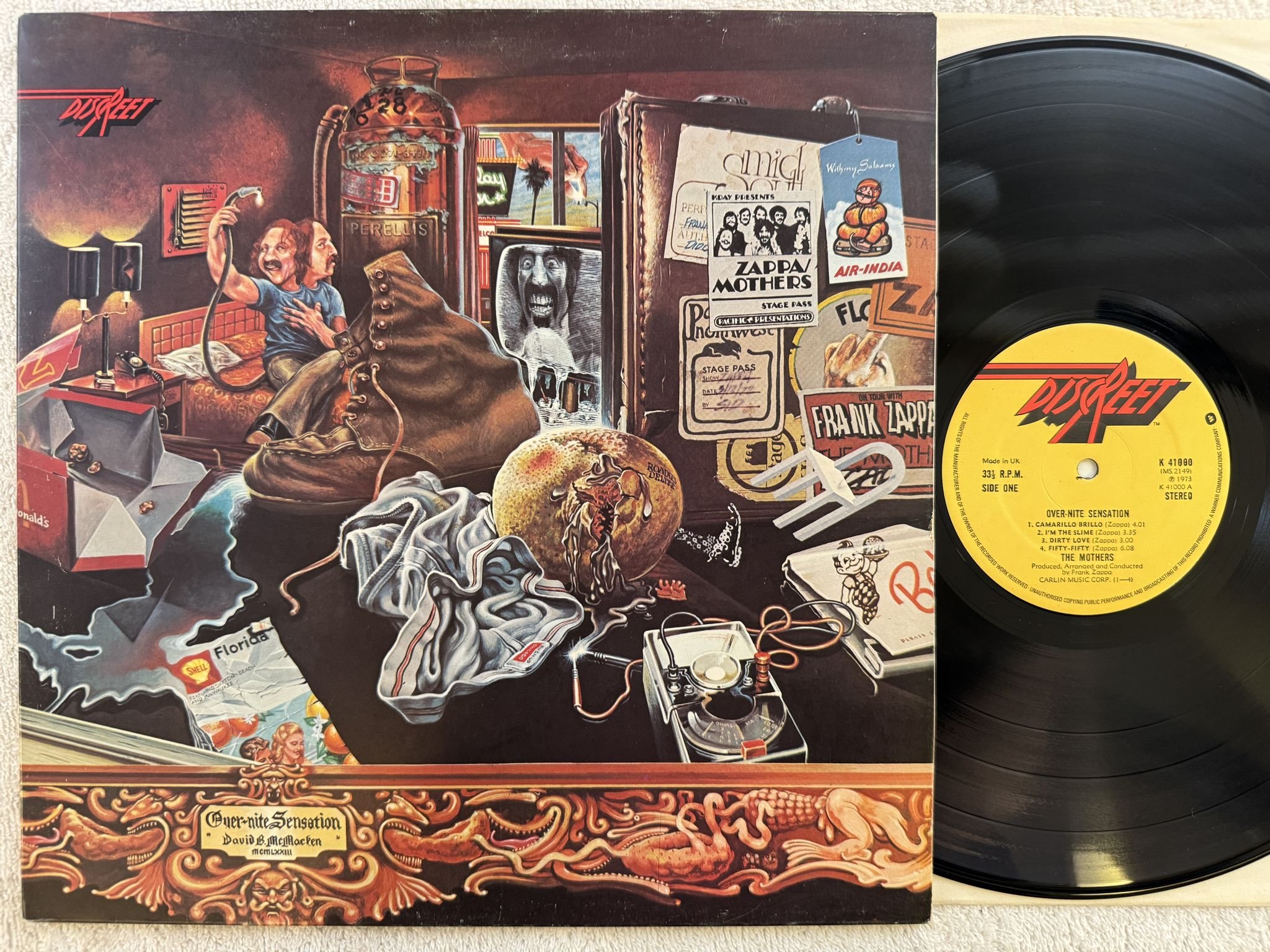 Omslagsbild för skivan THE MOTHERS over nite sensation LP UK DISCREET K 41000