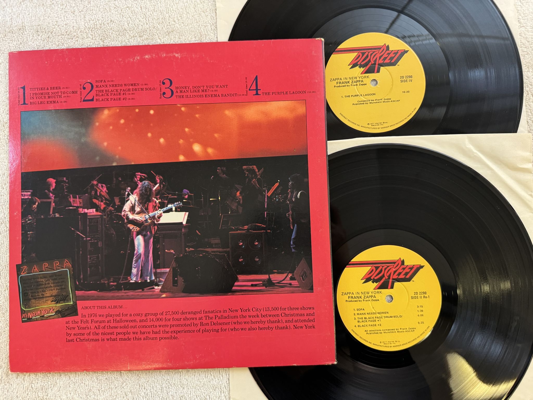 Omslagsbild för skivan FRANK ZAPPA Zappa in New York 2xLP -77 US DISCREET 2D 2290