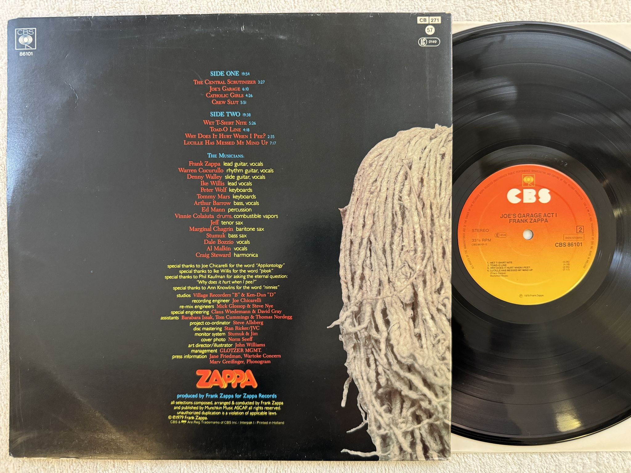 Omslagsbild för skivan FRANK ZAPPA Joe's garage act I LP -79 Hol CBS 86101