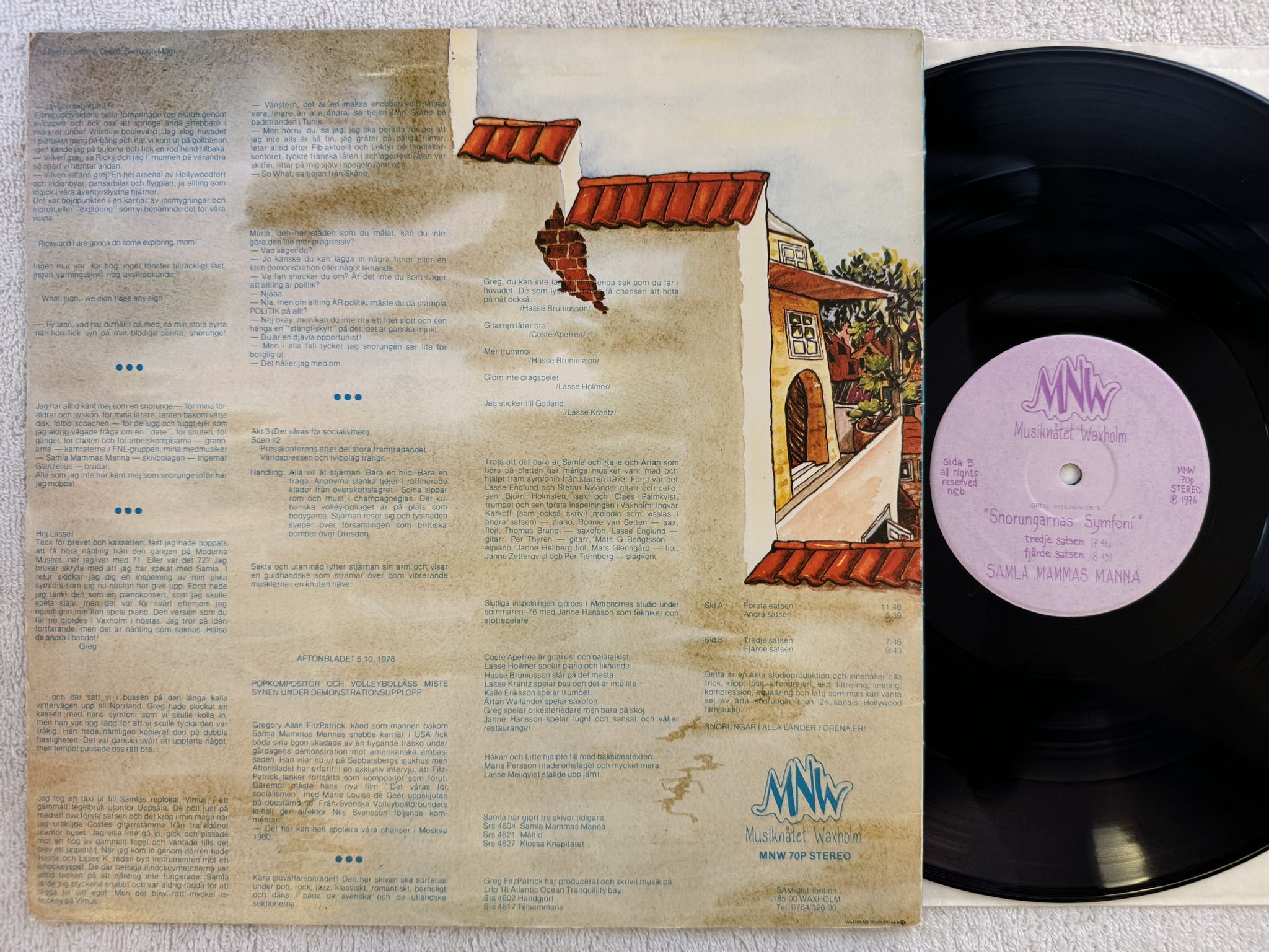 Omslagsbild för skivan SAMLA MAMMAS MANNA snorungarnas symfoni LP -76 Swe MNW 70p