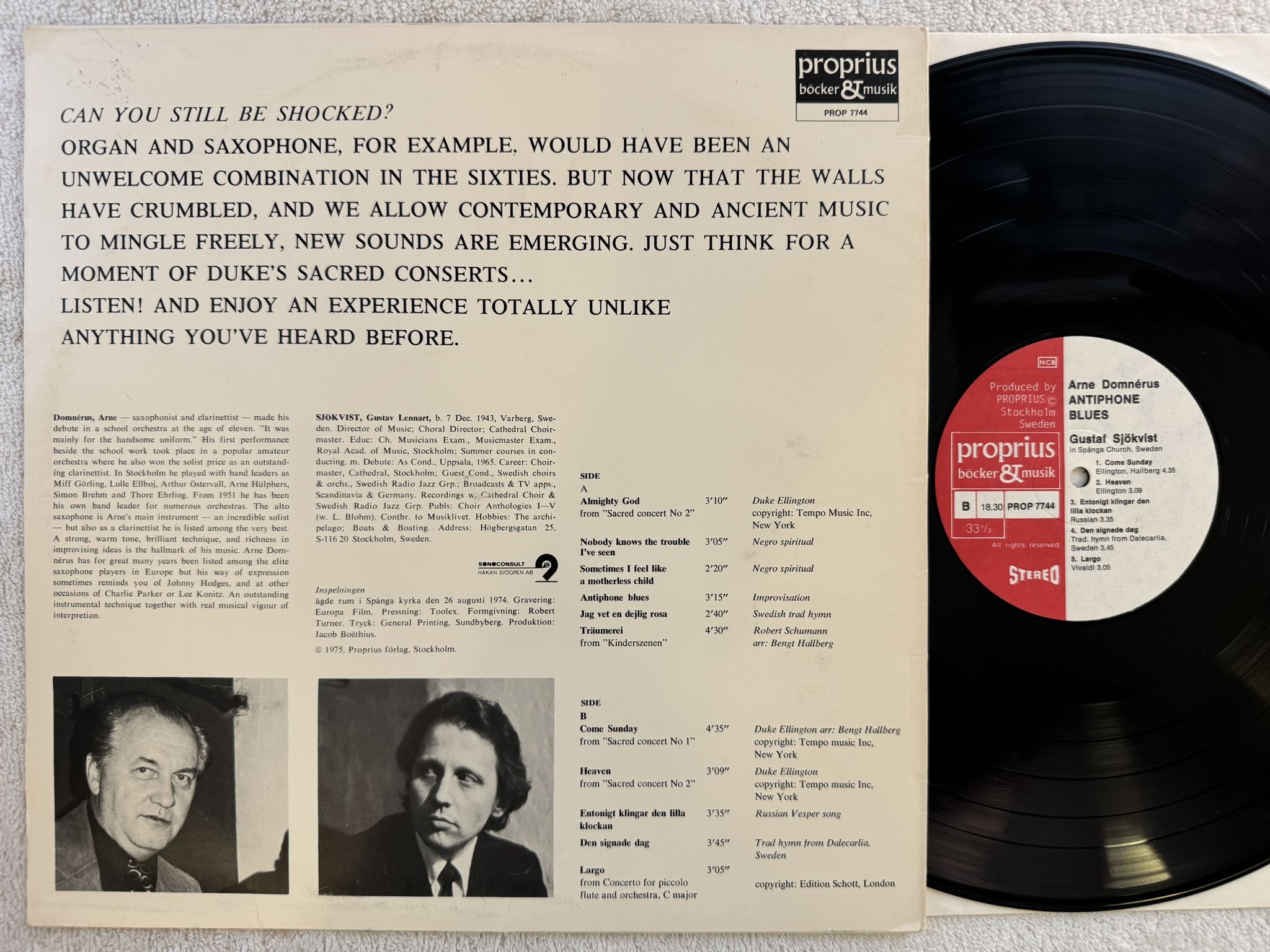 Omslagsbild för skivan ARNE DOMNERUS antiphone blues LP PROPRIUS PROP 7744