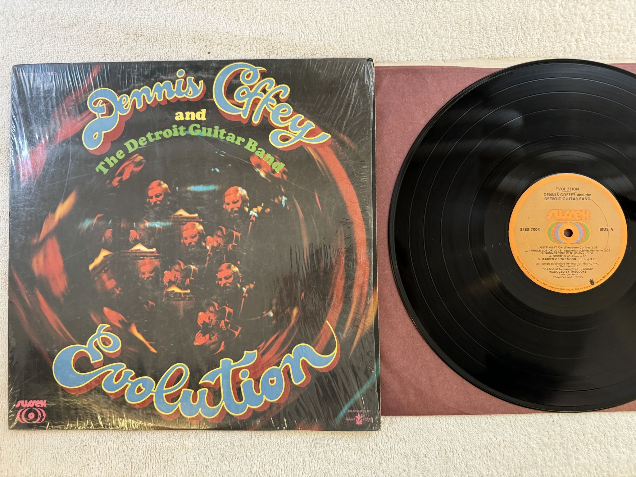 Omslagsbild för skivan DENNIS COFFEY evolution LP -71 US SUSSEX SXBS 7004