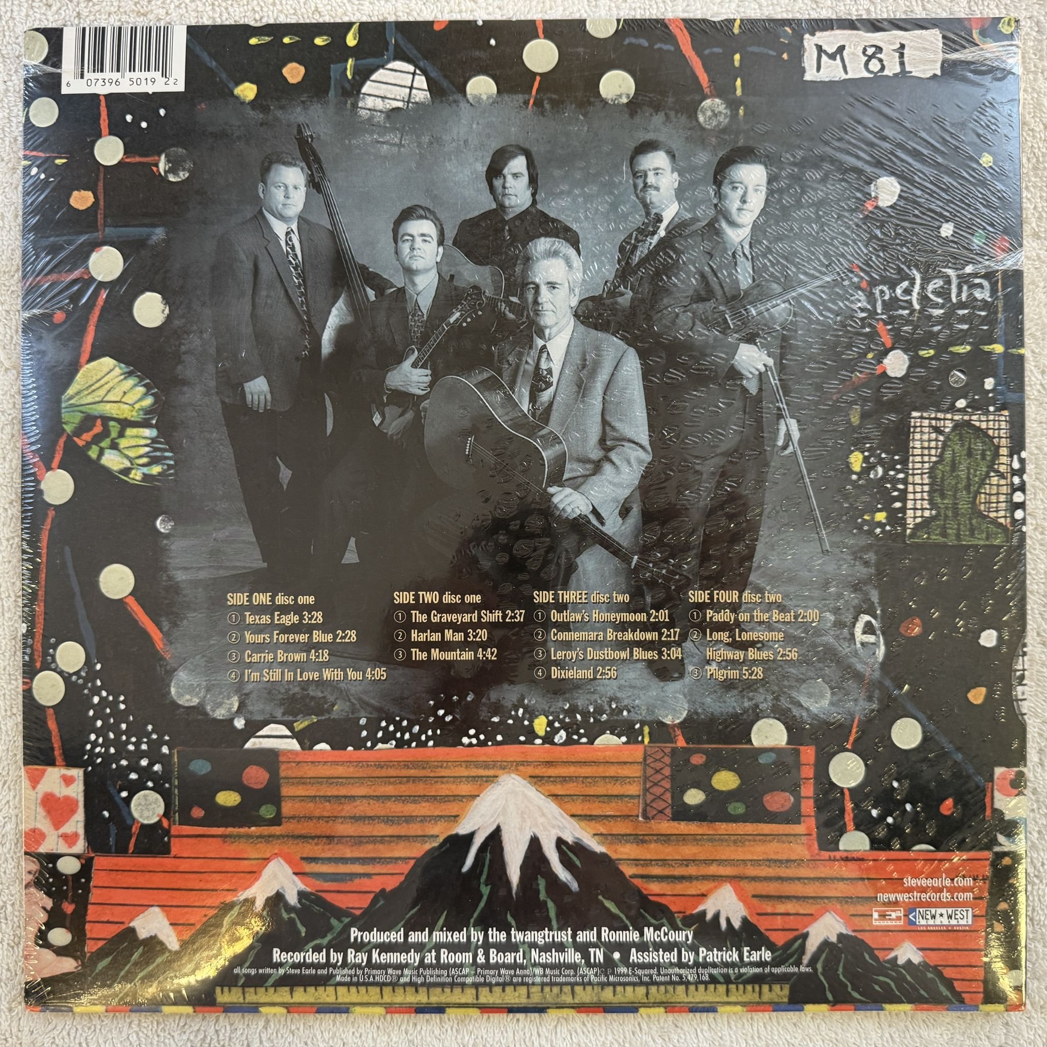 Omslagsbild för skivan Steve Earle & The Del McCoury Band The Mountain 2xLP re 2009 E-SQUARED NW5019