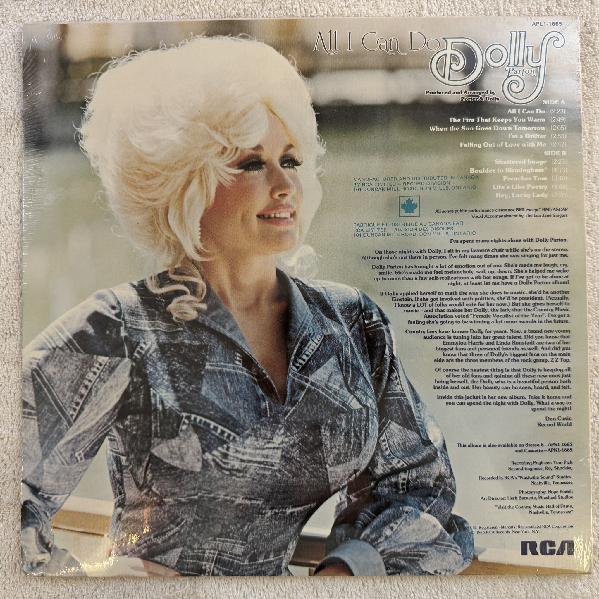 Omslagsbild för skivan DOLLY PARTON all I can do LP -76 US RCA APL1-1665 ** STILL SEALED **