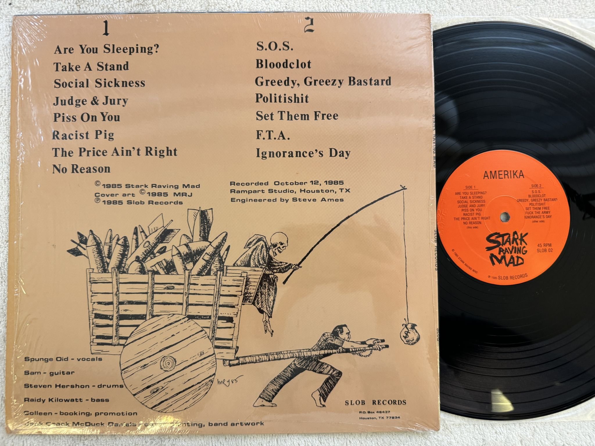 Omslagsbild för skivan STARK RAVING MAD Amerika LP (45rpm) -85 US SLOB 02 *** Hardcore **