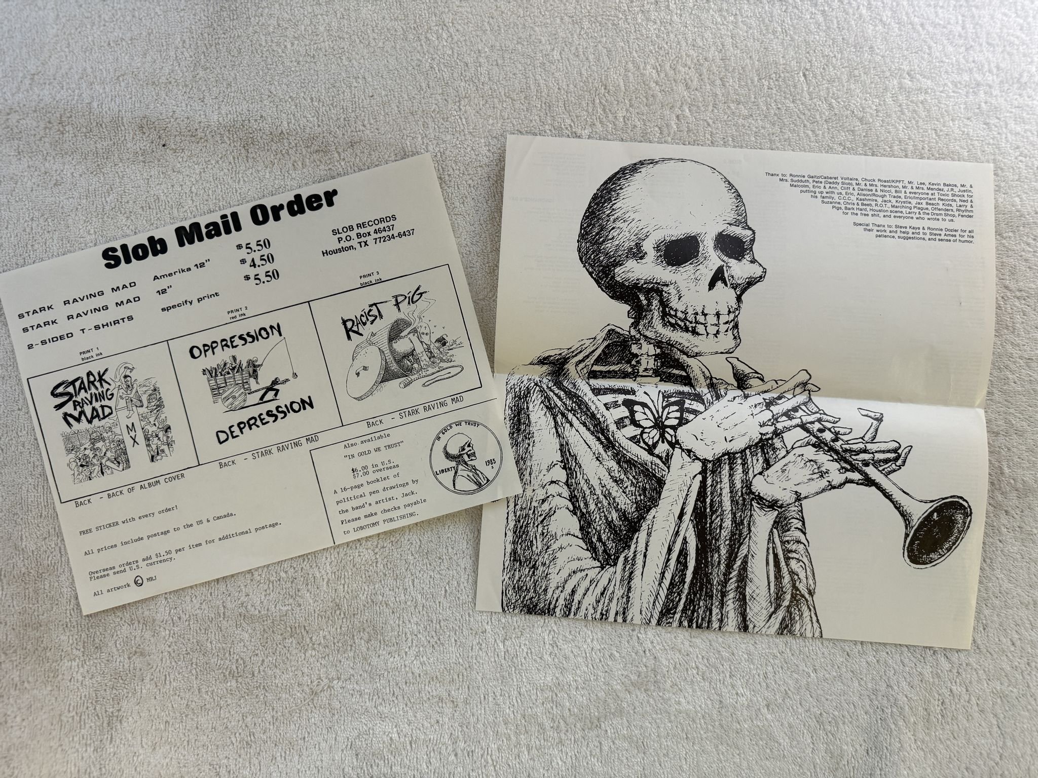 Omslagsbild för skivan STARK RAVING MAD Amerika LP (45rpm) -85 US SLOB 02 *** Hardcore **