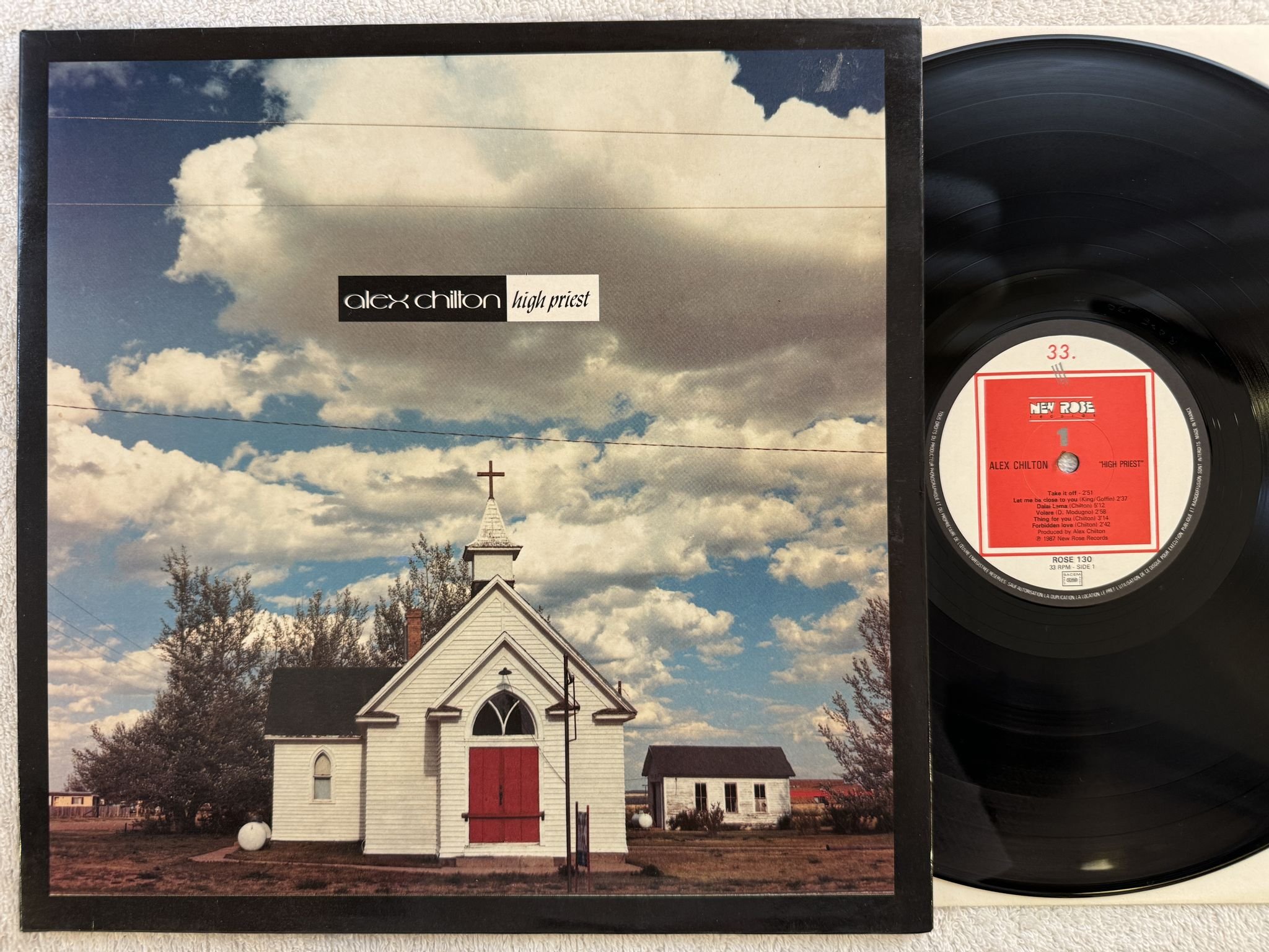 Omslagsbild för skivan ALEX CHILTON high priest LP -87 Fra NEW ROSE ROSE 130