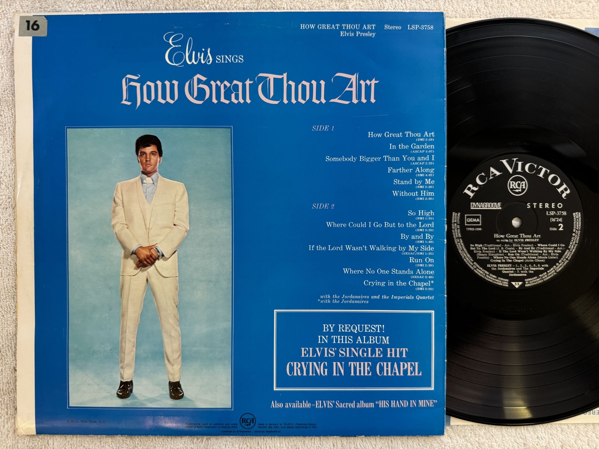 Omslagsbild för skivan ELVIS PRESLEY how great thou art LP -67 Ger RCA LSP-3758