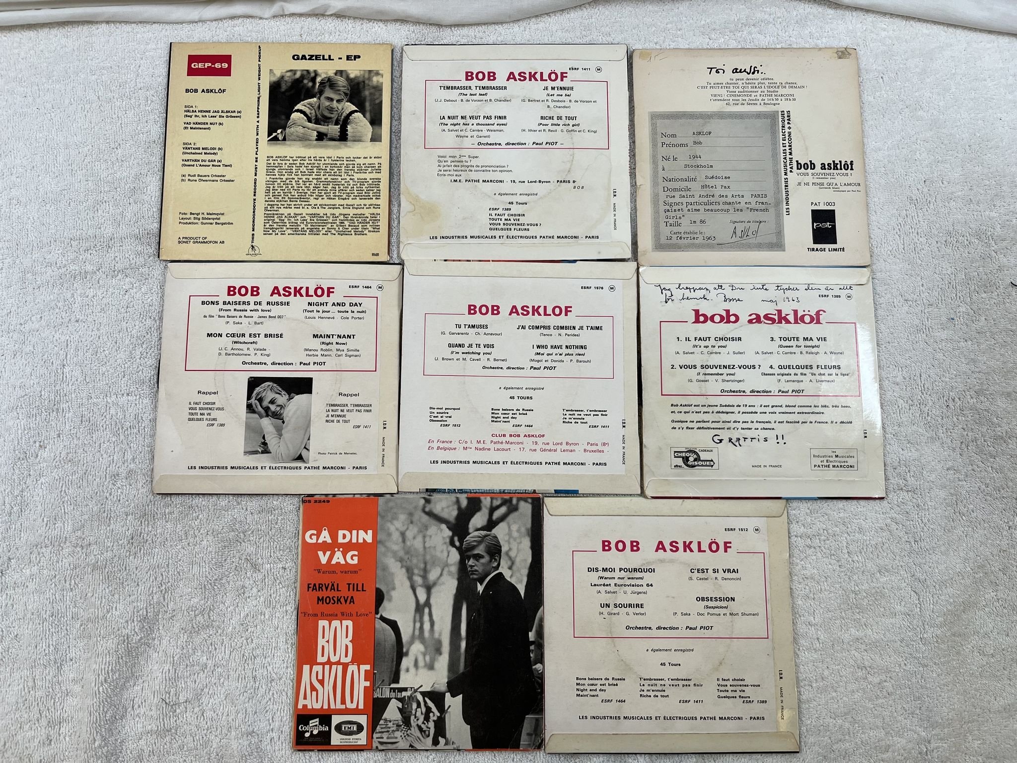 Omslagsbild för skivan 8 st singlar / ep's med Bob Asklöf **The Bob Asklöf collection **