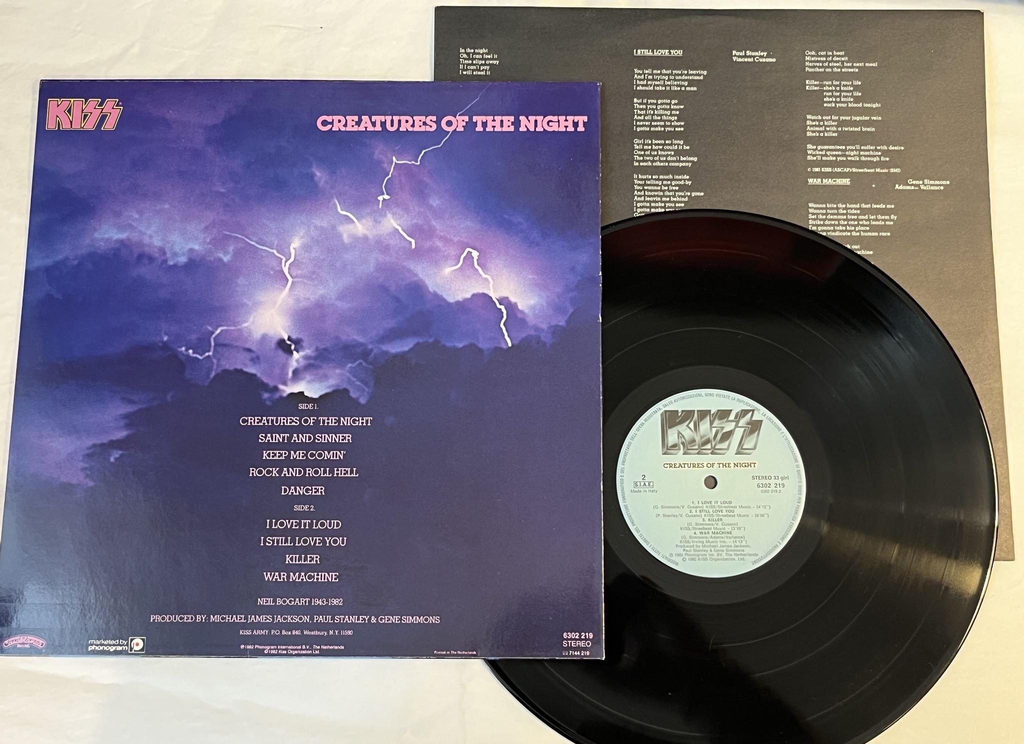 Omslagsbild för skivan KISS creatures of the night LP -82 Italy CASABLANCA 6302219