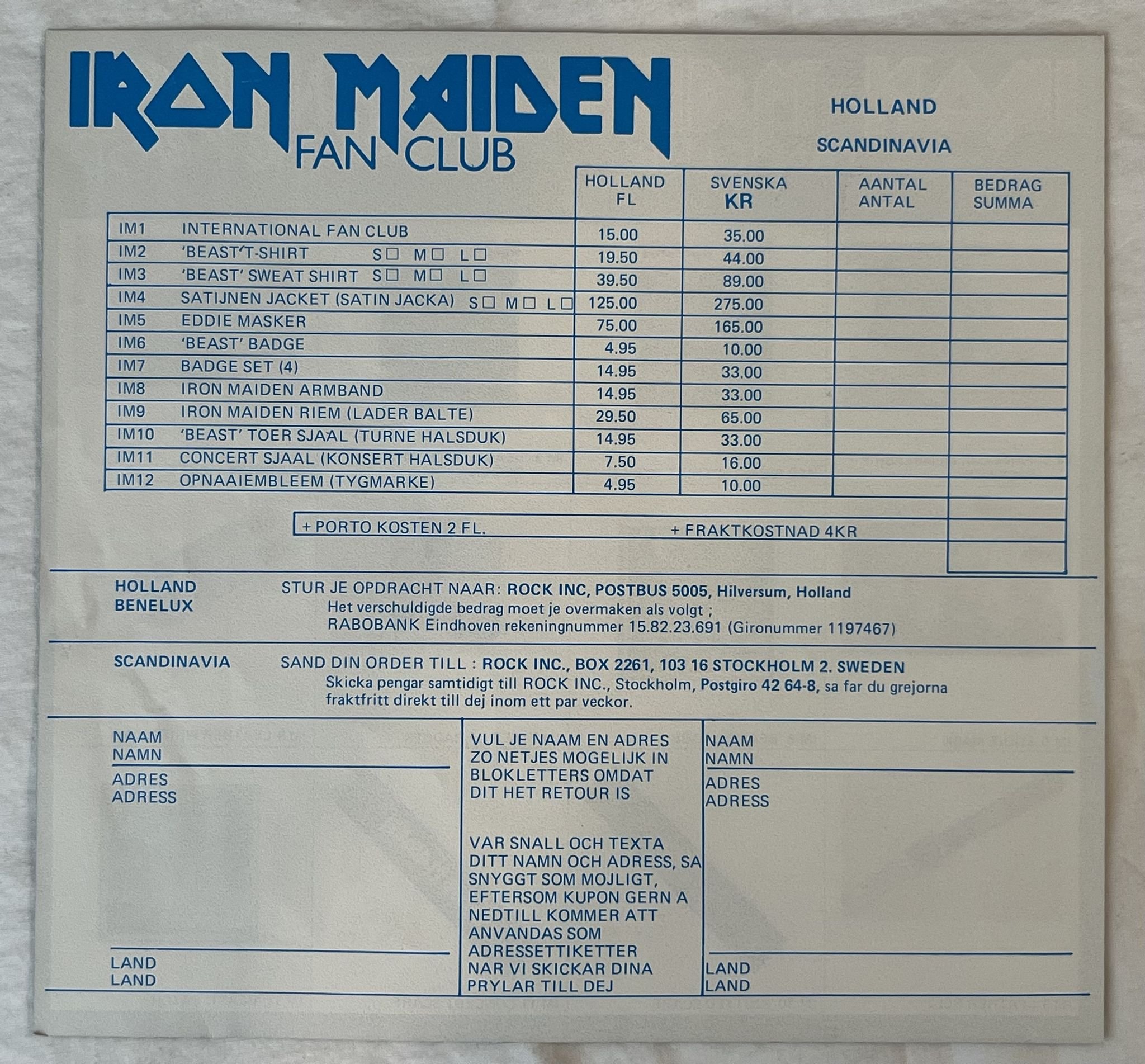Omslagsbild för skivan IRON MAIDEN The Number Of The Beast LP -82 Hol EMI 1A 064-07608